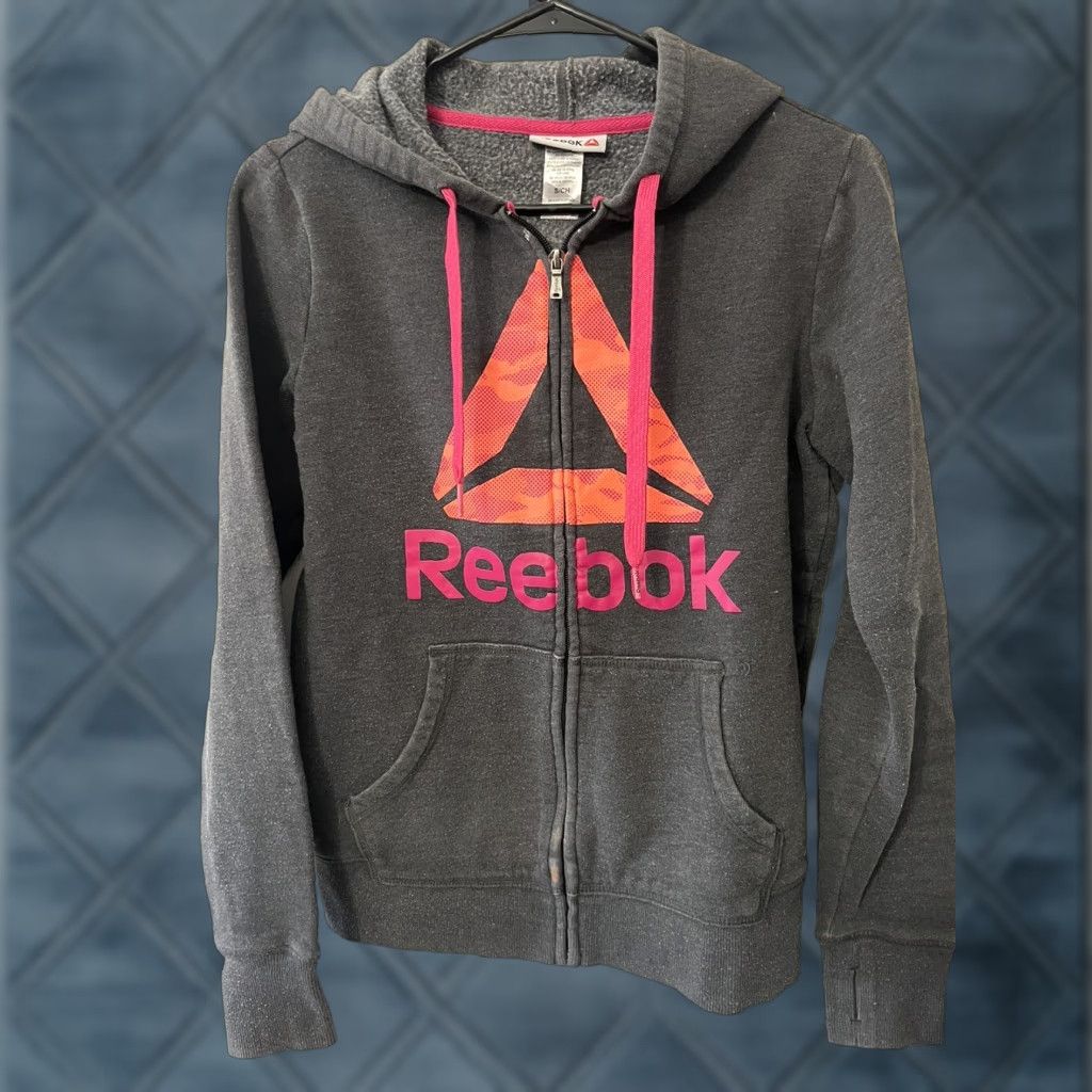 Reebok Reebok Sweater Woman Small Gray Pink Full Zip Hoodie Hooded Ladies Size S / US 4 / IT 40 - 1 Thumbnail