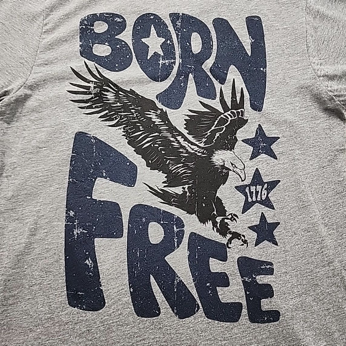Born Nine Line T Shirt Adult Small Born Free 1776 Gray Short Sleeve Patriotic Graphic Print Military Classic Mens Size US S / EU 44-46 / 1 - 2 Thumbnail