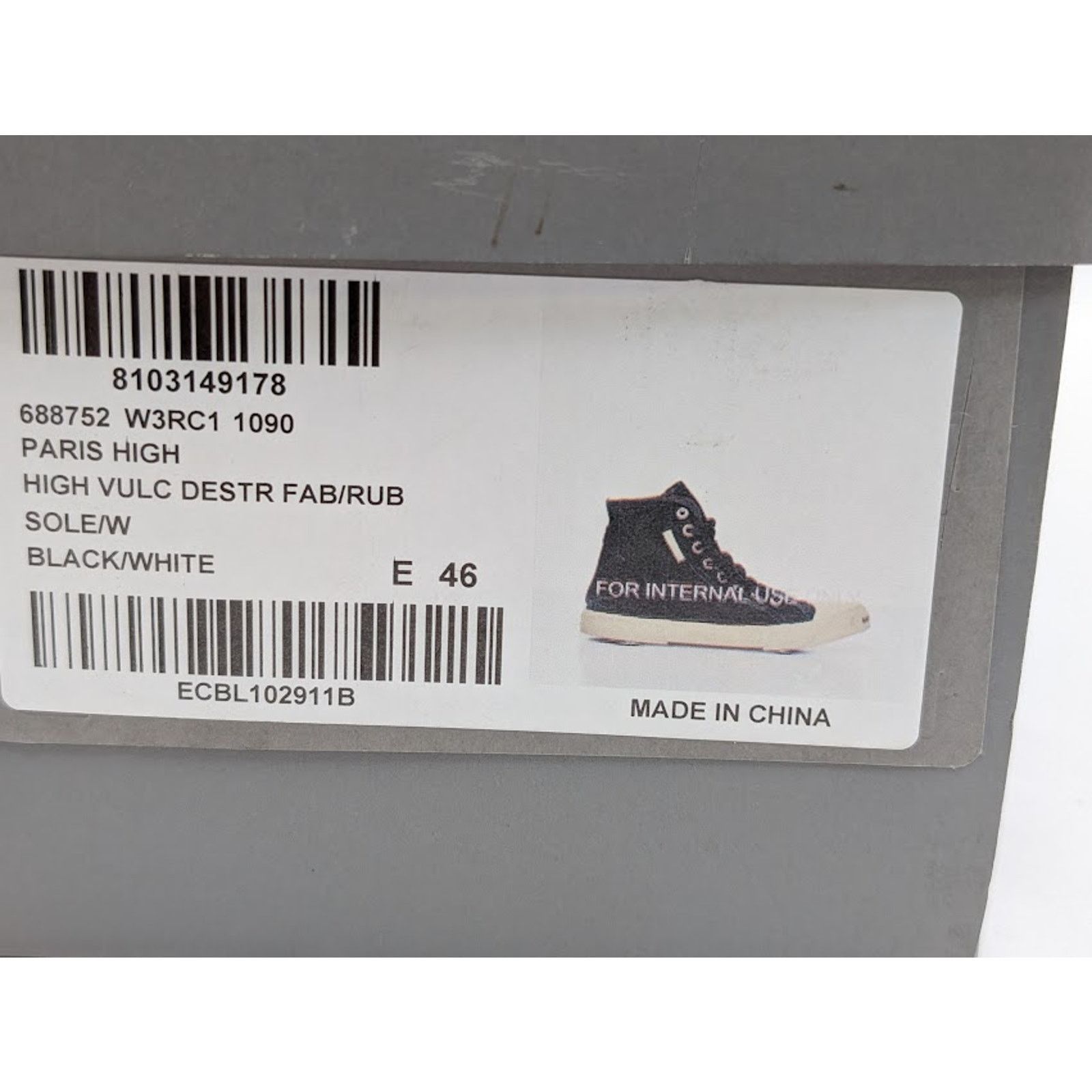 Balenciaga o1rshd1 Q:2 / Paris High-Top Sneakers in Black/White Size US 13 / EU 46 - 15 Thumbnail