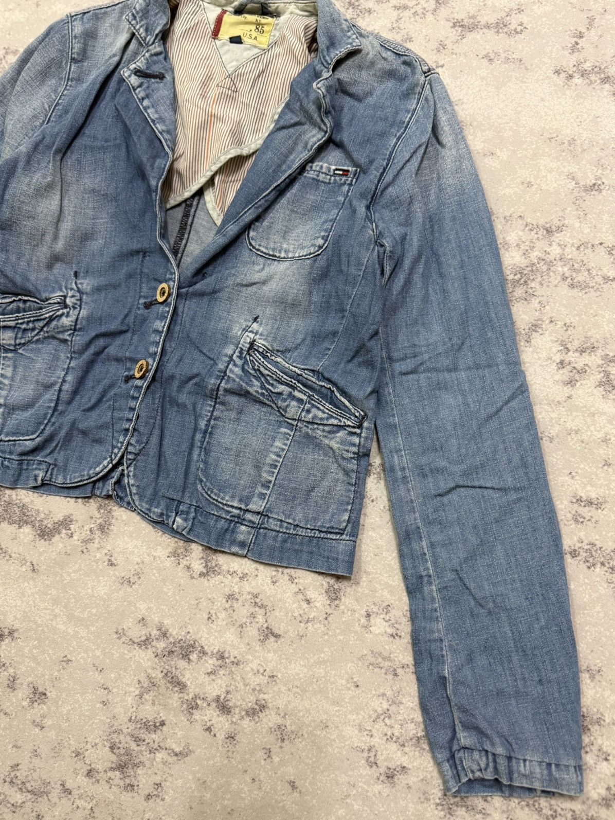 Tommy Hilfiger Tommy Hilfiger light wash denim blazer jacket patch pocket Size XS / US 0-2 / IT 36-38 - 5 Thumbnail
