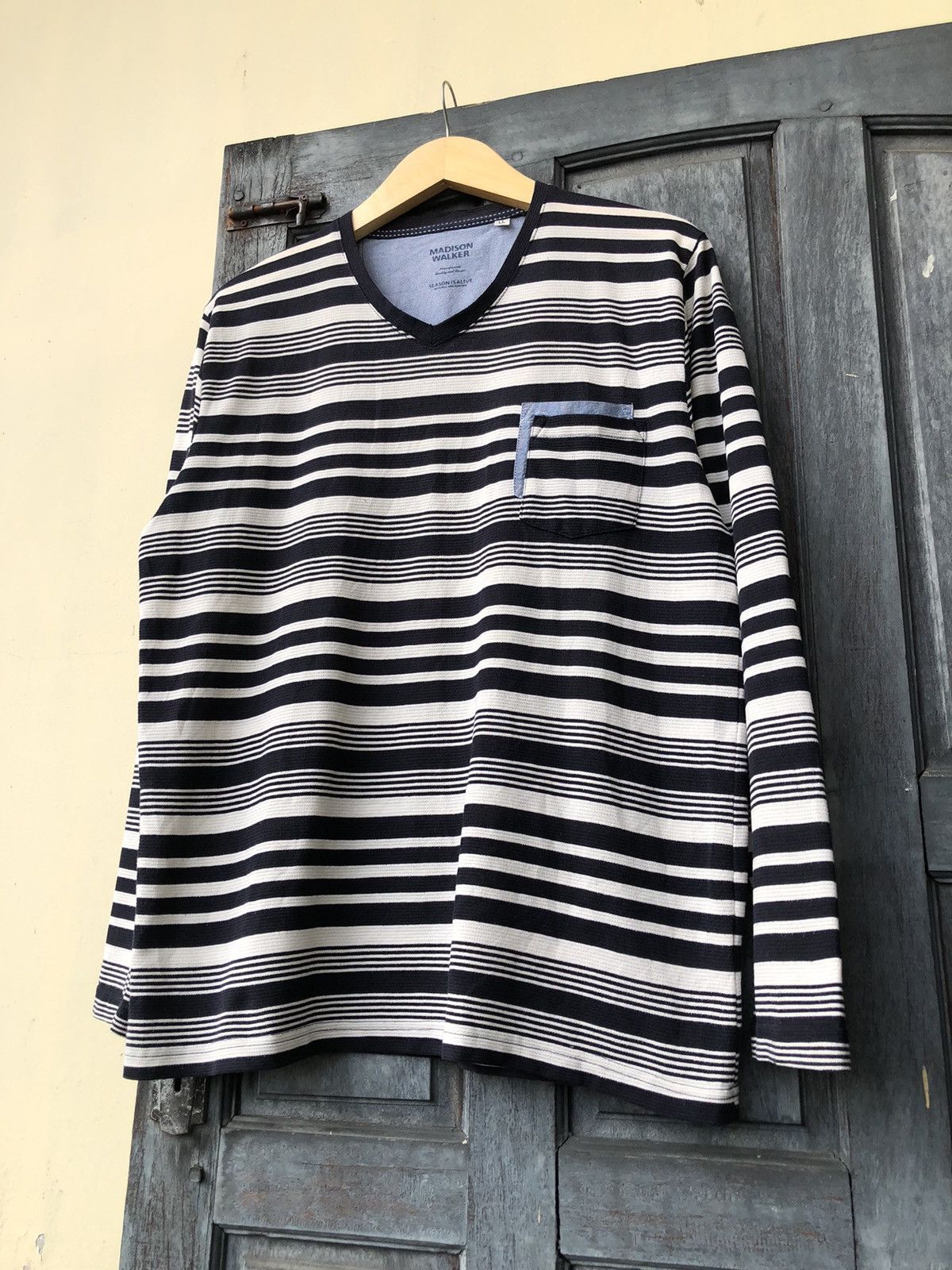 Japanese Brand Madison Walker Stripes Double Layer Pocket, Chill and Enjoy Size US XL / EU 56 / 4 - 5 Thumbnail