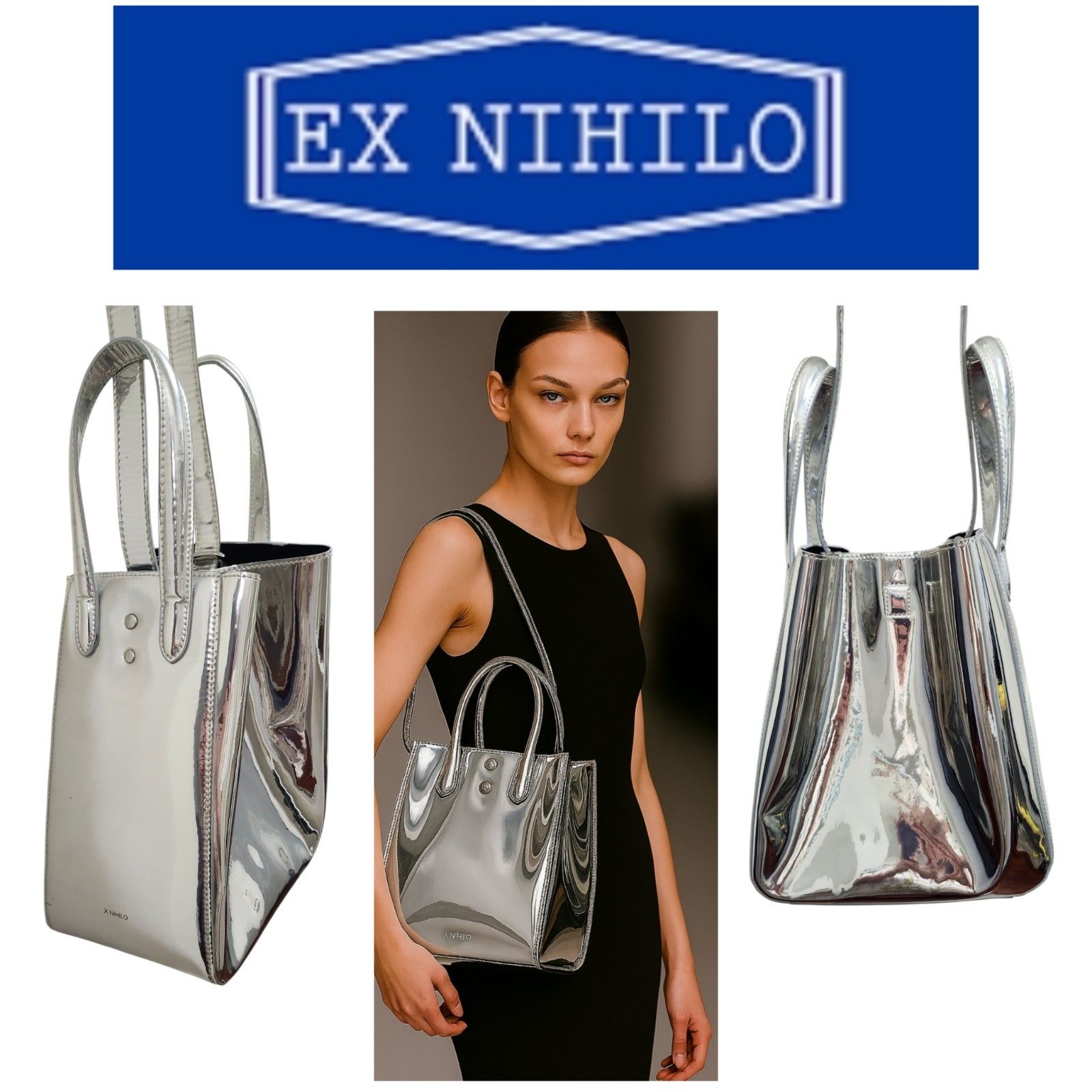 Other X NIHILO Silver Metallic Tote Bag Structured Modern Designer Size ONE SIZE - 1 Thumbnail
