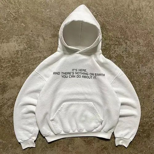 VIBE White solid color retro washed all-match hoodie Size US L / EU 52-54 / 3 - 5 Thumbnail