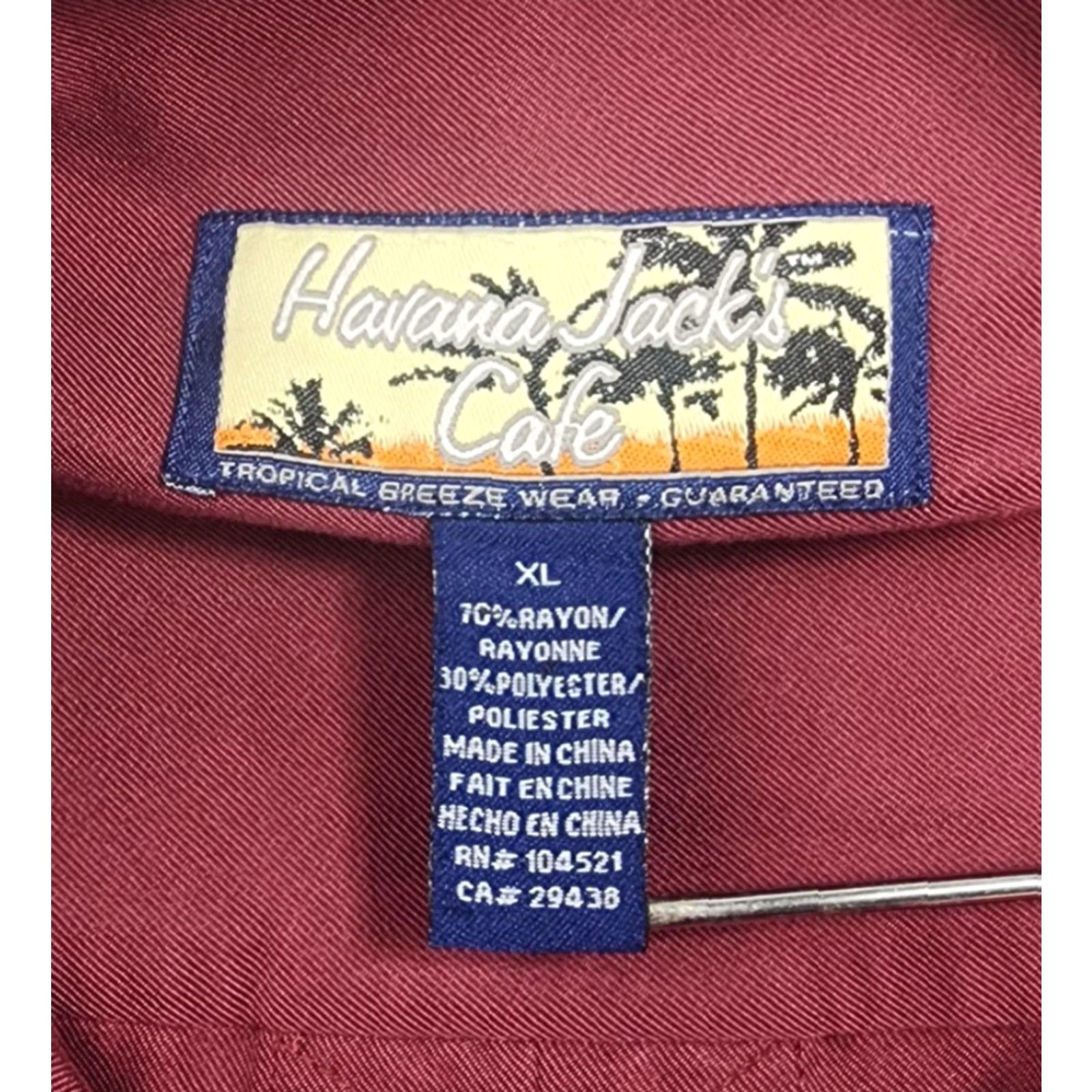 Vintage Havana Jack Cafe Shirt Mens XL Button-Up Long Sleeve Pockets Red Solid Size US XL / EU 56 / 4 - 4 Thumbnail