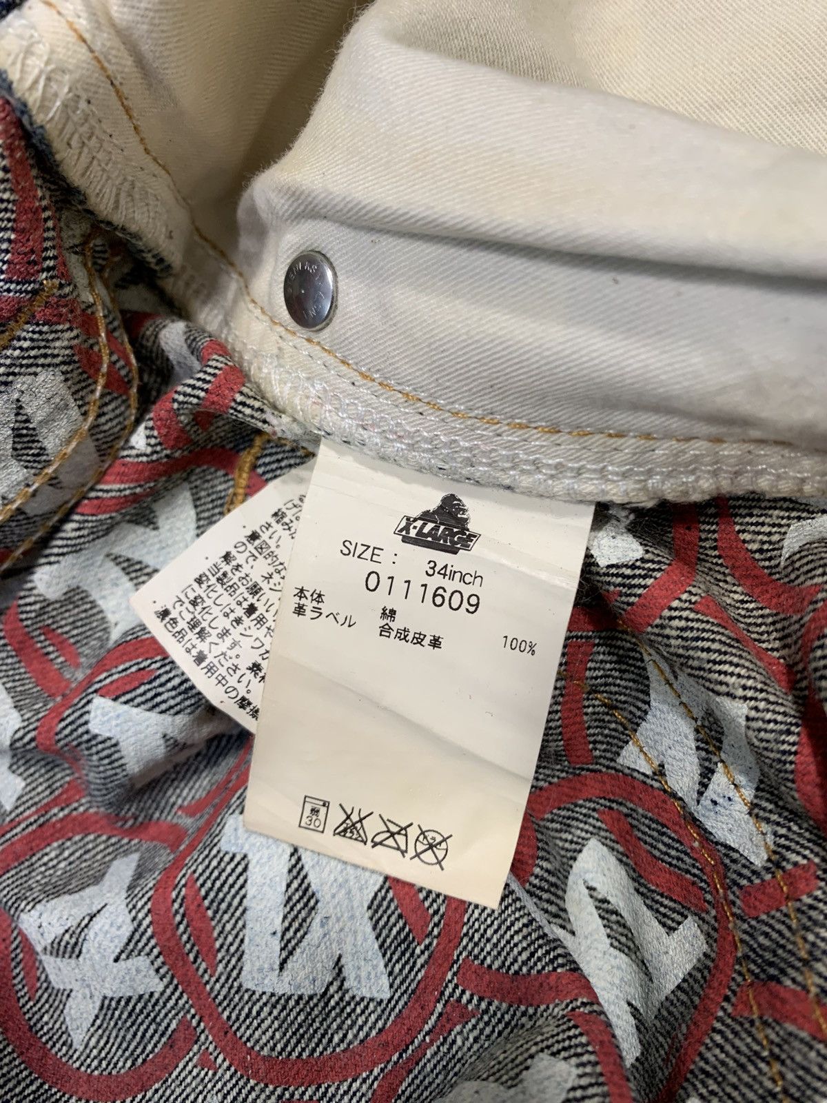 X-LARGE X Large XL Indigo Denim Straight Cut Check Monogram Printed Size US 34 / EU 50 - 8 Thumbnail