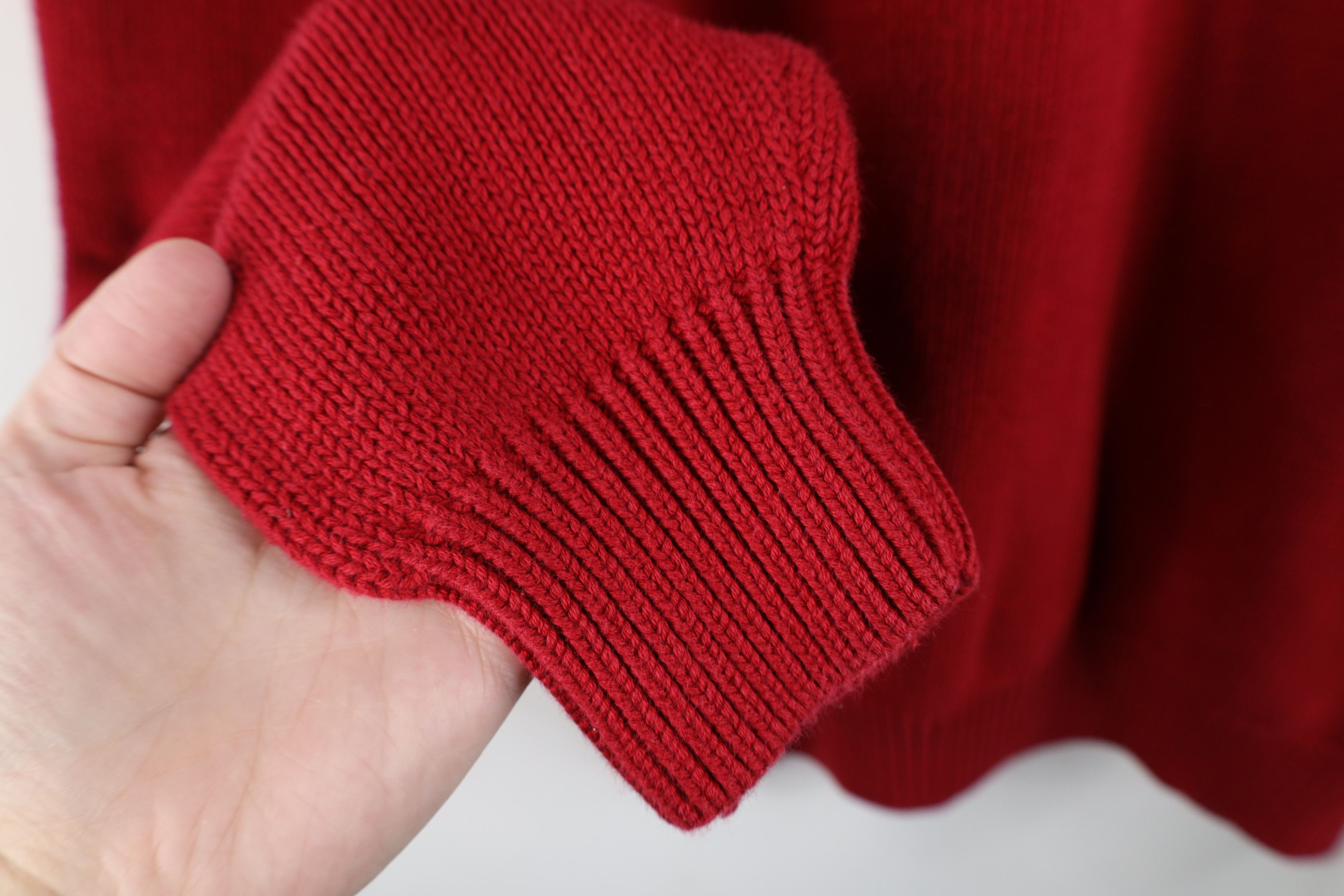 Vintage Vintage 90s Streetwear Blank Cotton Ribbed Knit Sweater Red Size US L / EU 52-54 / 3 - 6 Thumbnail