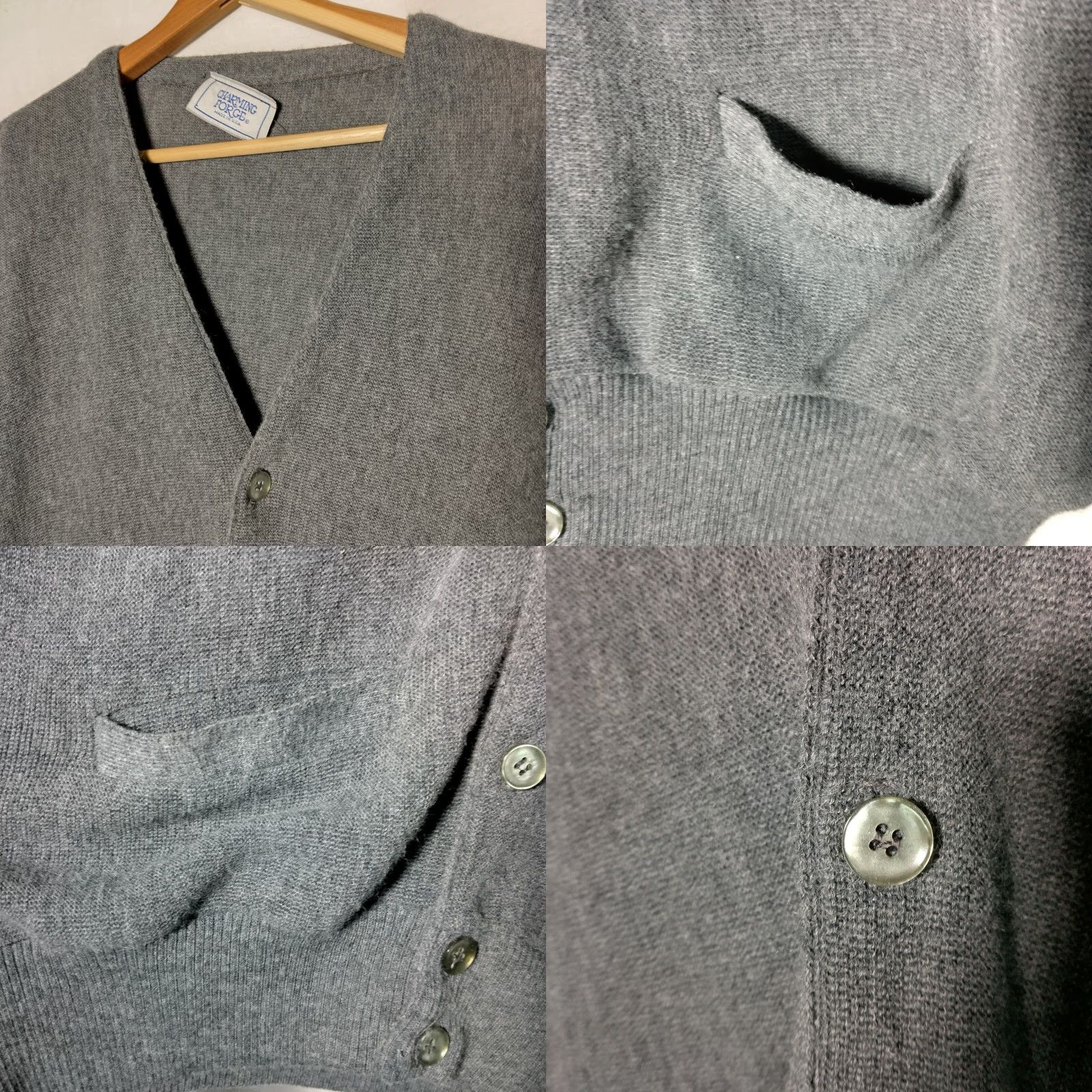 Vintage VINTAGE Grandpa Cardigan Sweater Men XL Gray V-Neck Charing Forge USAUK? Size US XL / EU 56 / 4 - 8 Thumbnail