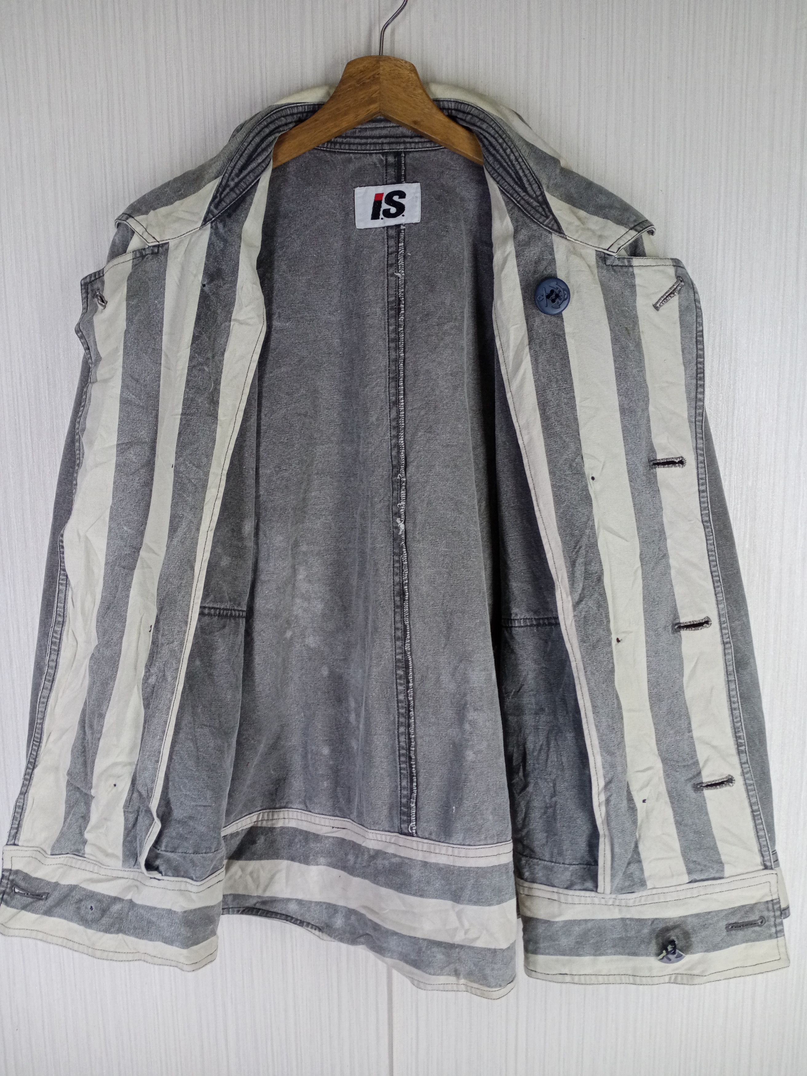 Issey Miyake ONLY ONE Vintage Issey Miyake Striped Denim Bomber Jacket Size US XL / EU 56 / 4 - 11 Thumbnail