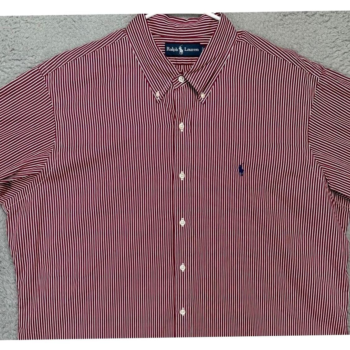 Ralph Lauren Ralph Lauren Button-Down Shirt Adult 2XL Red White Hairline Stripe Pony Mens Size US XXL / EU 58 / 5 - 2 Thumbnail