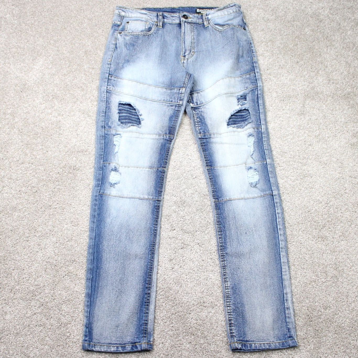 Southpole Southpole Jeans Mens 34x32 Blue Skinny Distressed Moto Stretch Denim Grunge Y2K Jeans Denim Distressed 90s Grunge Mens Size US 34 / EU 50 - 2 Thumbnail
