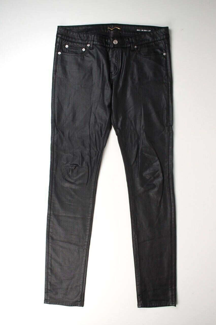 image of Saint Laurent Paris Saint Laurent D01 Women Slim Shiny Black Jeans Size 31