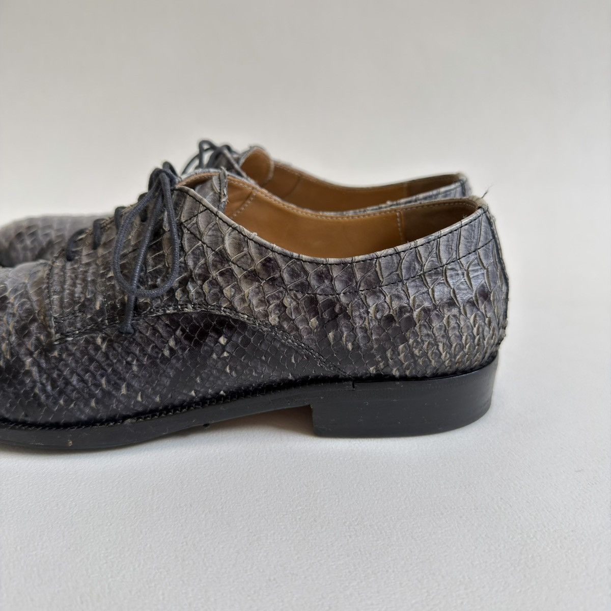 Maison Margiela Gray Snakeskin Lace Up Leather Shoes Size US 7 / IT 37 - 8 Thumbnail