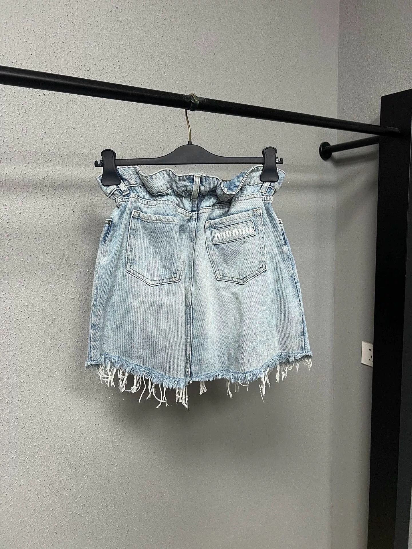 Miu Miu Miu Miu Printed Logo Washed Denim Shorts Size US S / EU 44-46 / 1 - 1 Thumbnail