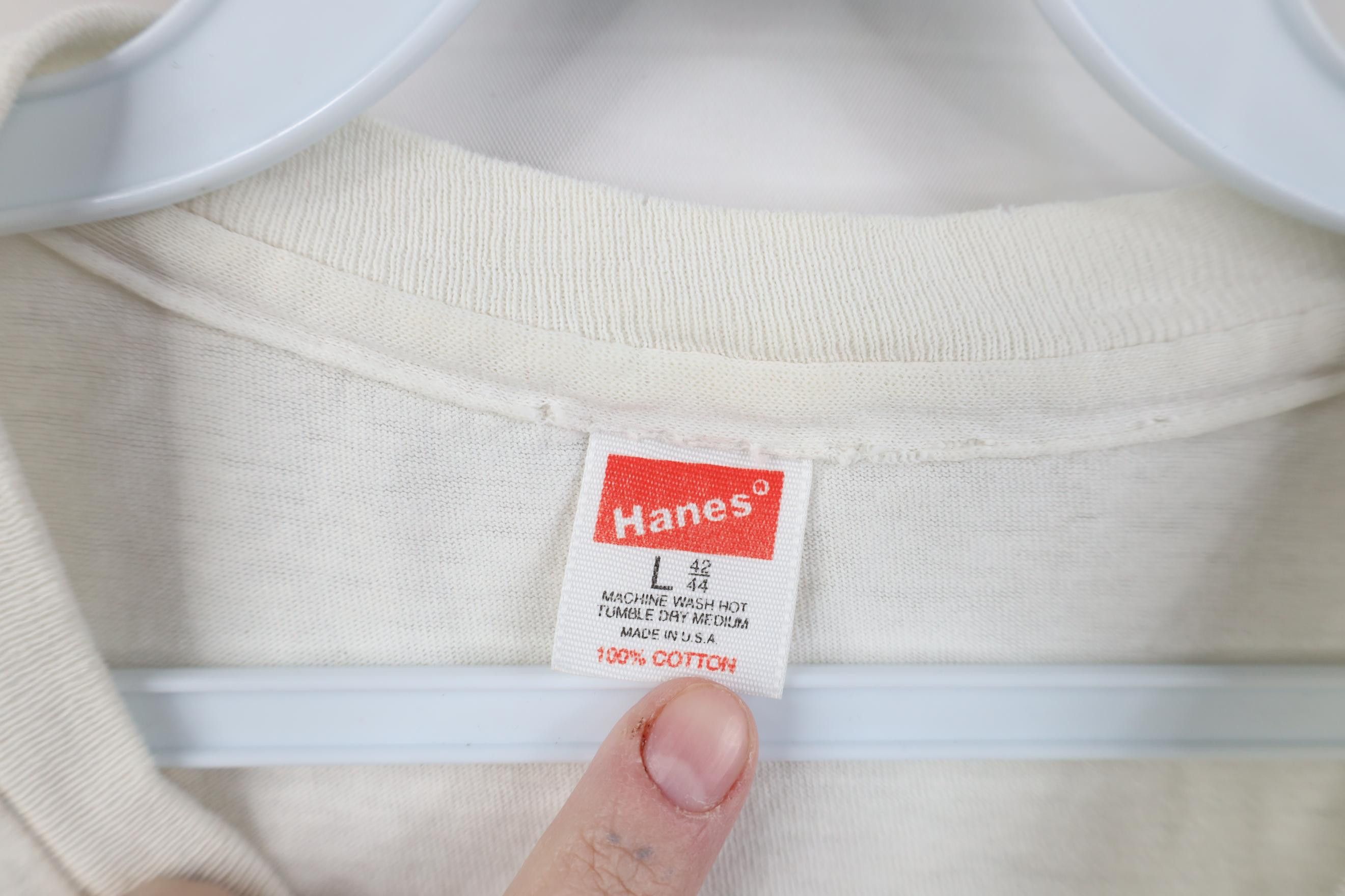 Hanes Vintage 80s 90s Hanes Blank Cotton T-Shirt White USA Size US L / EU 52-54 / 3 - 4 Thumbnail