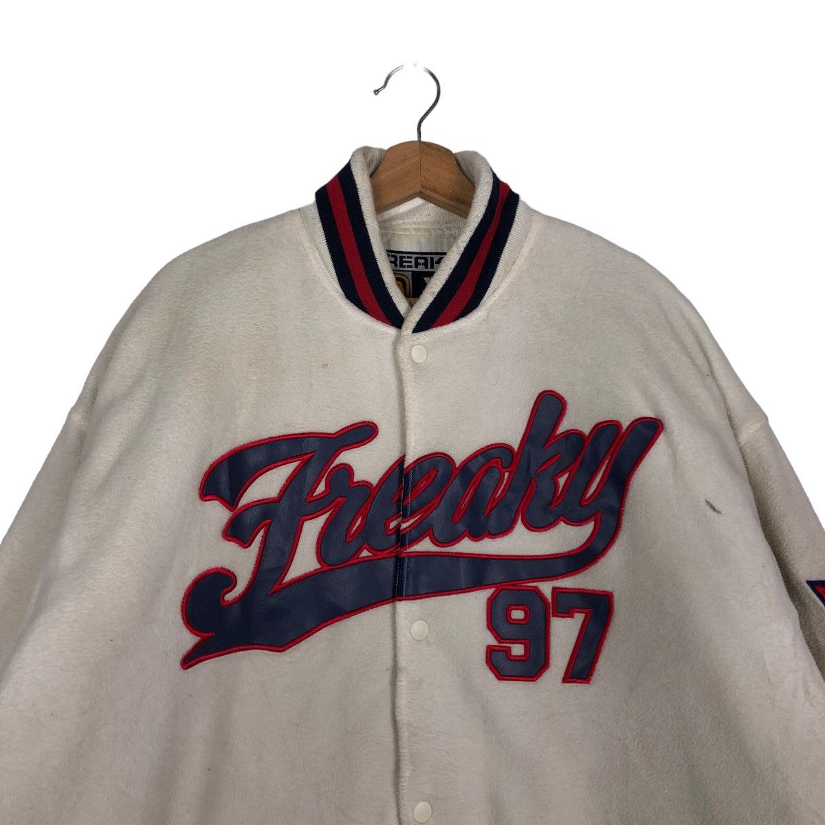 Japanese Brand 🔥90’s Vintage Varsity Jacket Freaky Spell Out Big Logo Size US XL / EU 56 / 4 - 3 Thumbnail