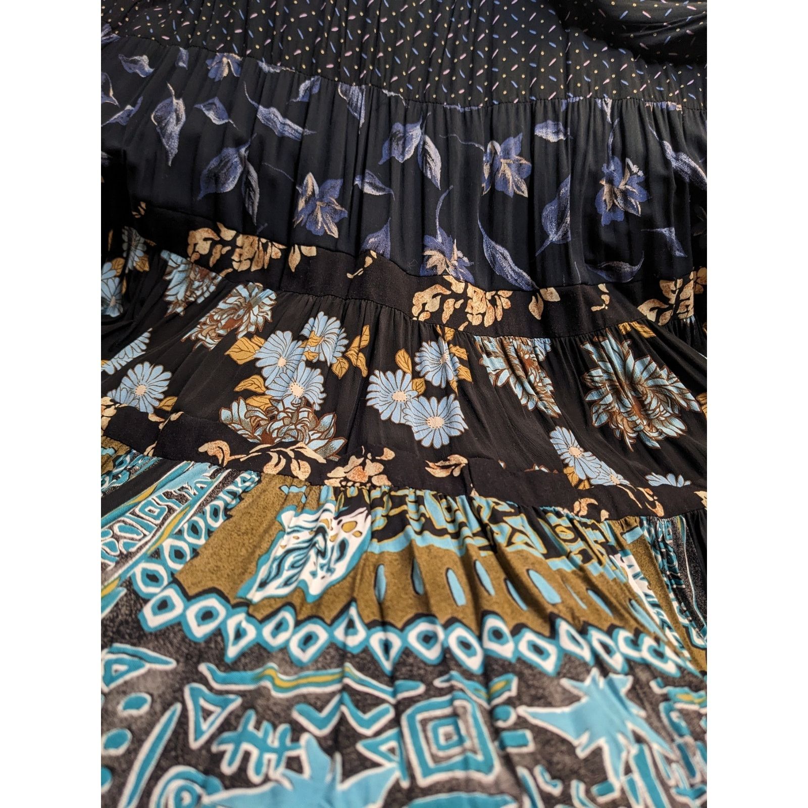 Other Vintage 1970's Anna Konya Floral Pleated Maxi Skirt Size 26" / US 2 / IT 38 - 5 Thumbnail
