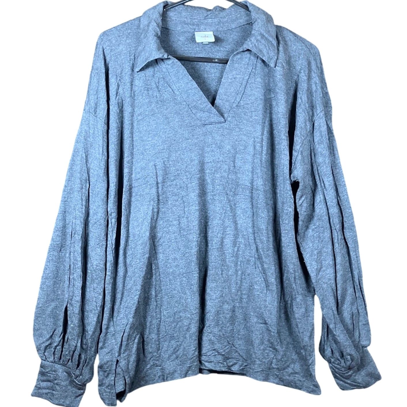 Vintage CAbi Shirt Gray Collared V Neck Long Sleeve Stretch Small Womens Blouse Casual Workwear 4258 Regular Size S / US 4 / IT 40 - 2 Thumbnail