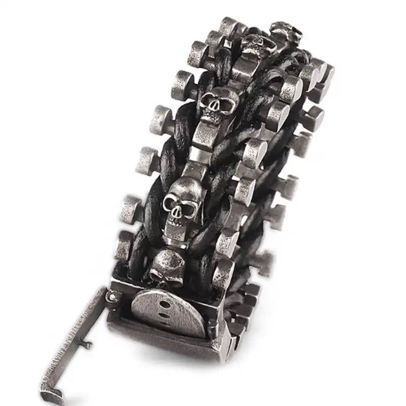 Other Wide Skull Metal Bracelet Stainless Steel Cuff Belt Buckle Size ONE SIZE - 4 Thumbnail