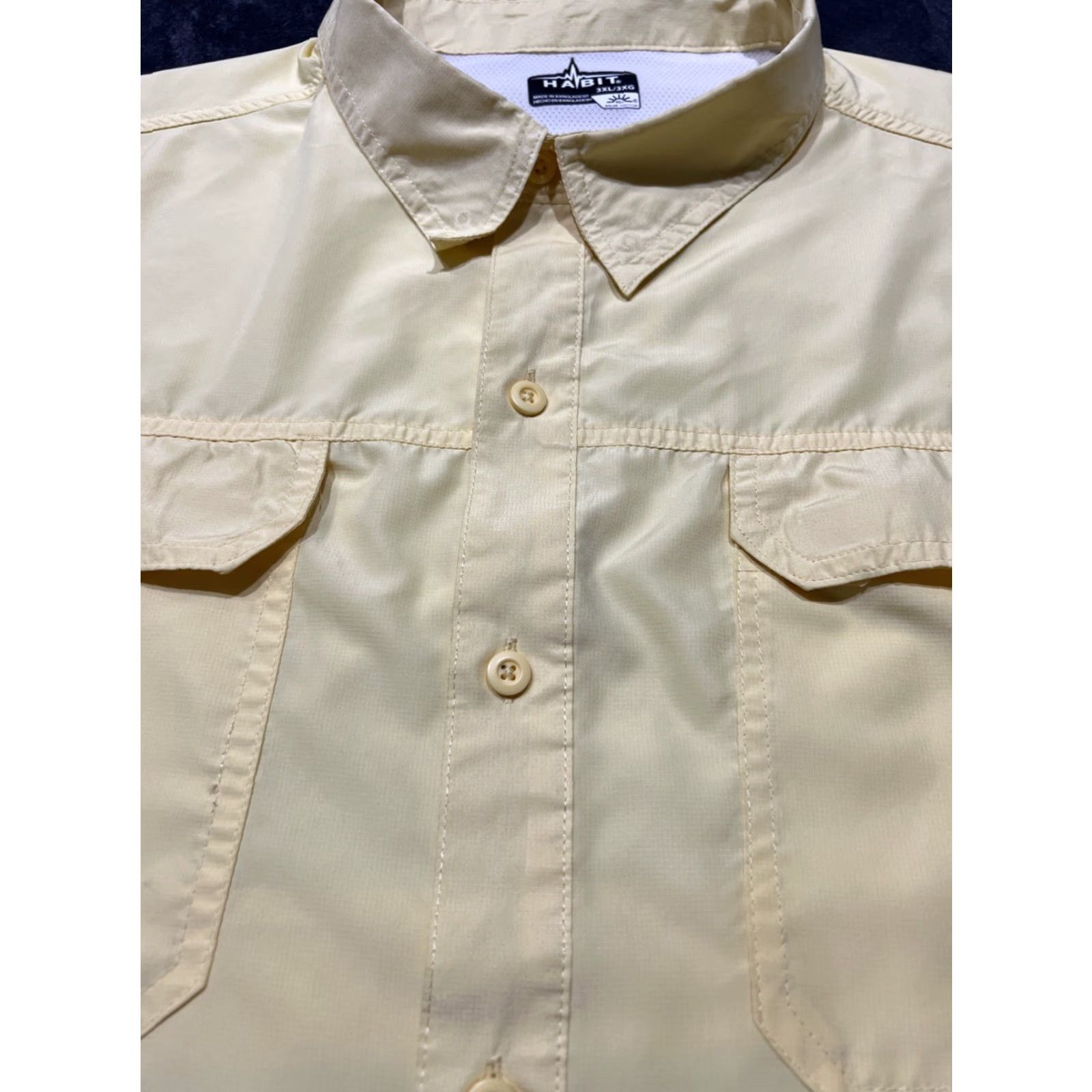 Habitat Habit Men's 3XL Yellow Short Sleeve Fishing Shirt Solar Factor UPF 40+ Button-Up Casual Size US XXL / EU 58 / 5 - 5 Thumbnail