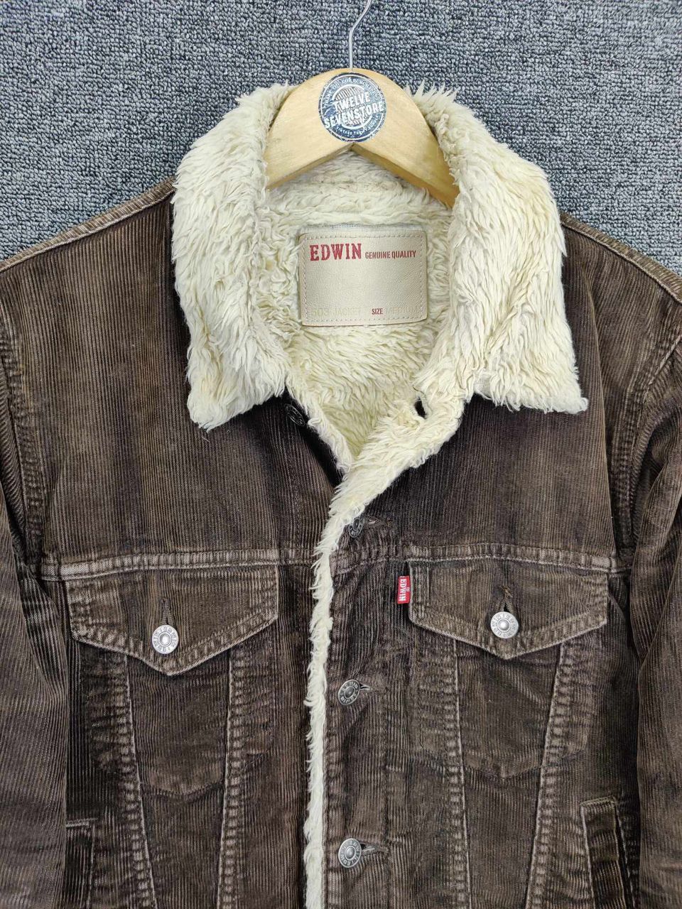 Edwin Vintage Edwin Corduroy Shearling Brown Trucker Jacket Size US M / EU 48-50 / 2 - 8 Thumbnail