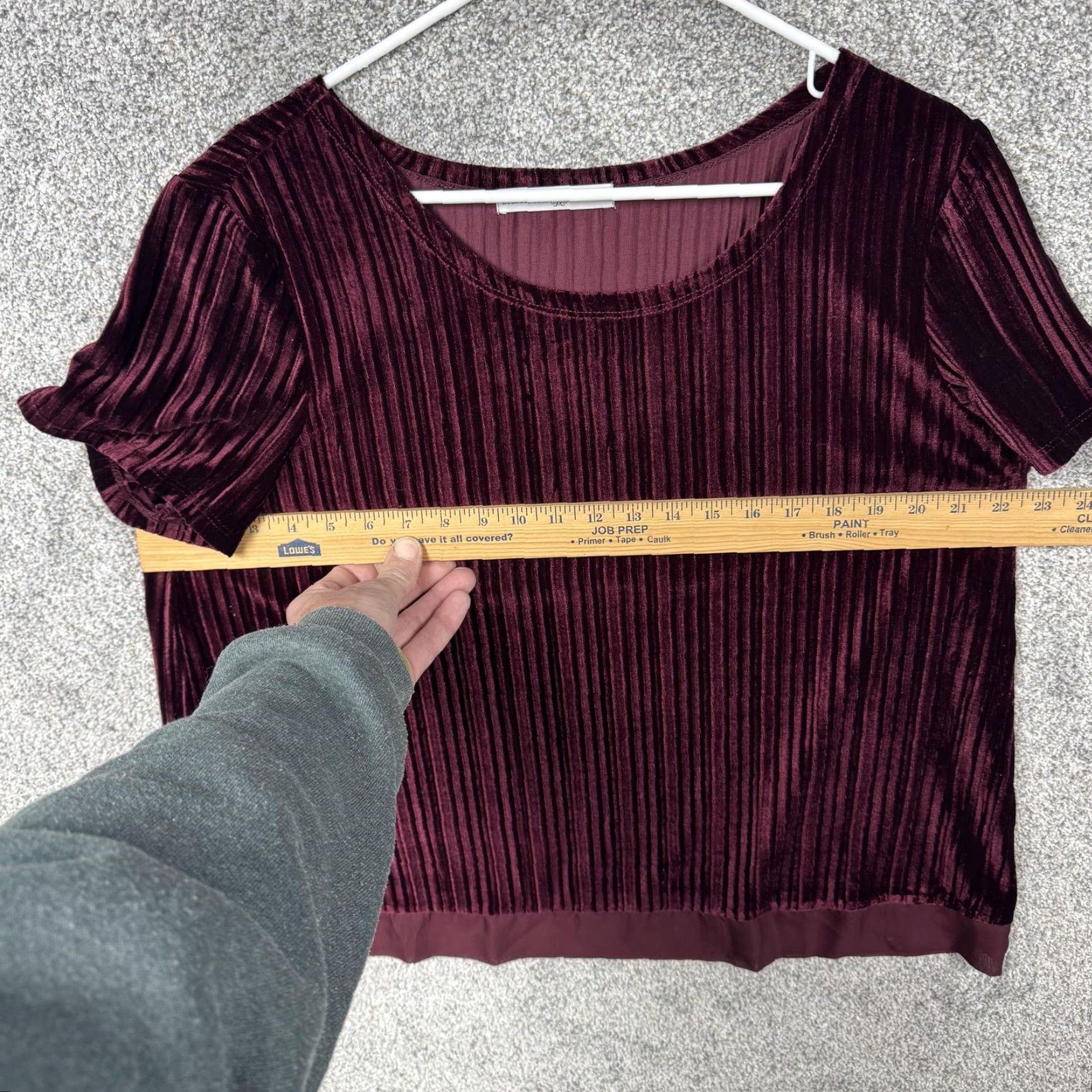 Vintage Signature Collection Blouse Womens Sz XL Burgundy Pleated Crushed Velvet Valentines Day Size XL / US 12-14 / IT 48-50 - 3 Thumbnail