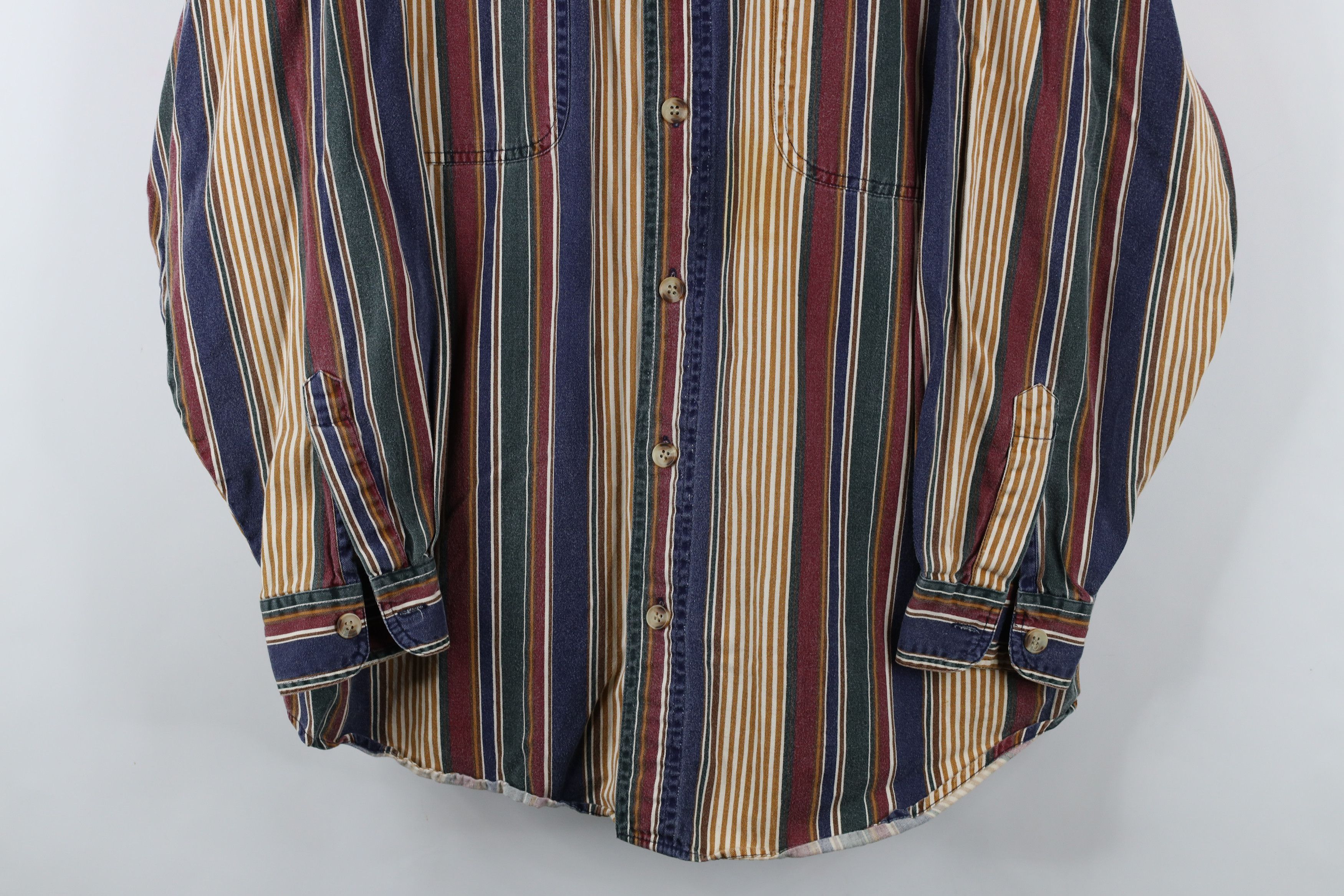 Vintage Vintage 90s Streetwear Striped Band Collar Button Shirt Size US M / EU 48-50 / 2 - 3 Thumbnail
