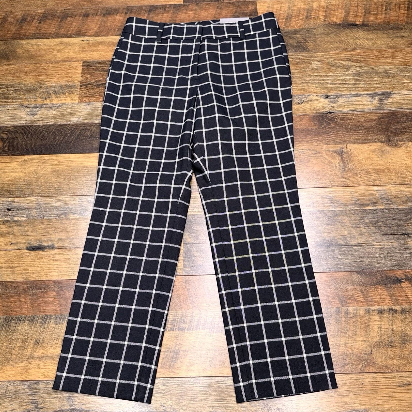 Ann Taylor Ann Taylor Signature Ankle Pants 6 Black Check Mid Rise Stretch New Pants Women Regular Slim Straight Long Twill City Workwear Size 28" / US 6 / IT 42 - 2 Thumbnail