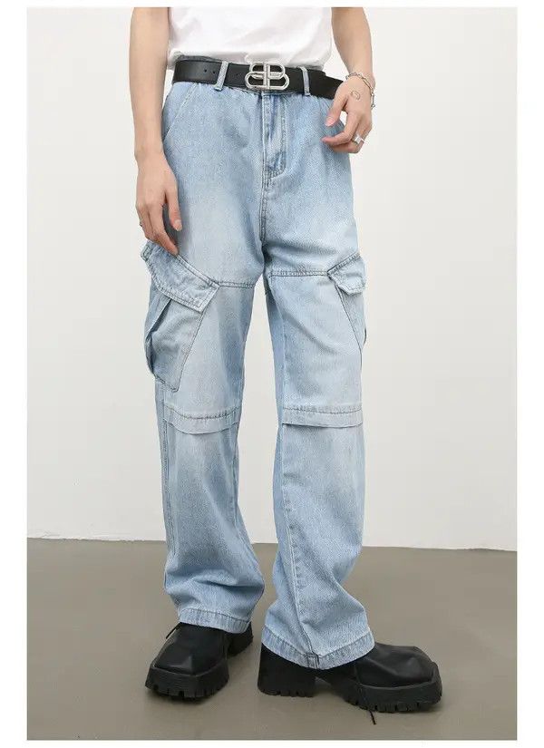 Japanese Brand American retro men's high street loose cargo jeans Size US 32 / EU 48 - 4 Thumbnail