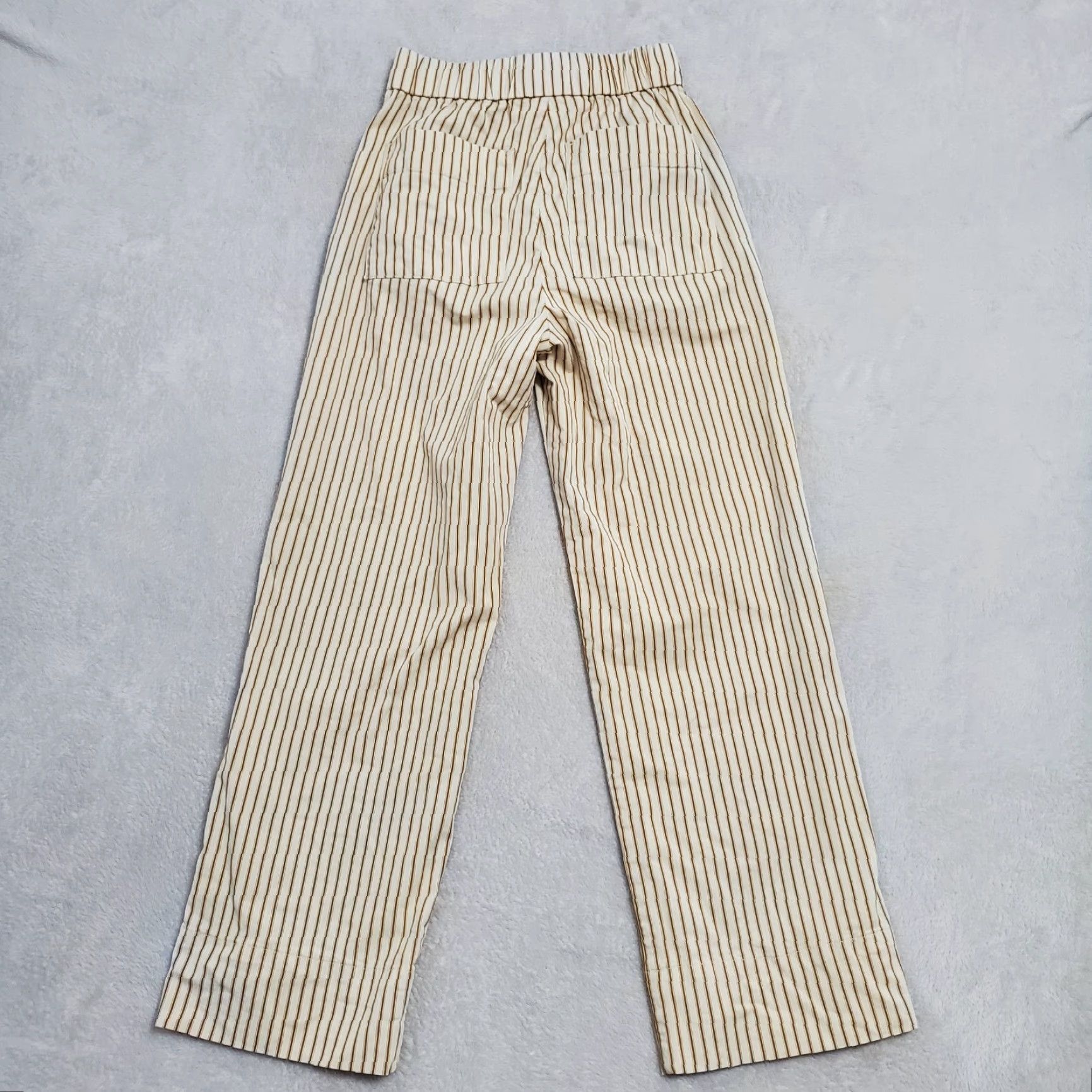 Everlane VINTAGE Everlane Pants Womens 0 Tan Brown Striped Organic Cotton Pull On Preppy Size 25" / US 0 / IT 36 - 2 Thumbnail