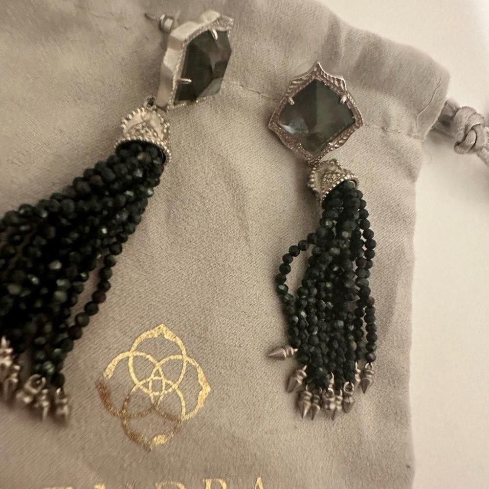 Designer Kendra Scott Misha Tassel Earrings Black Pearl Silver Size ONE SIZE - 5 Thumbnail