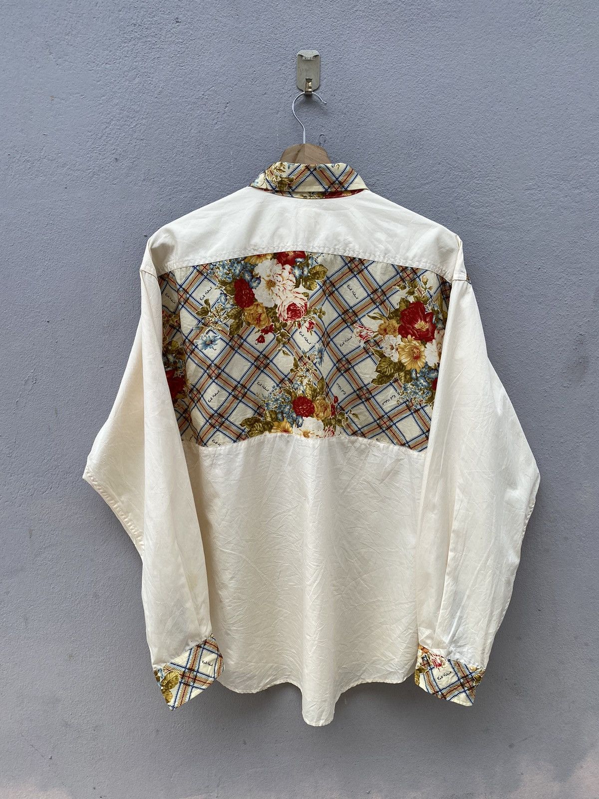 Japanese Brand 🔥RARE🔥 Karl Helmut Floral Patchwork Half Button Shirt Size US L / EU 52-54 / 3 - 11 Thumbnail