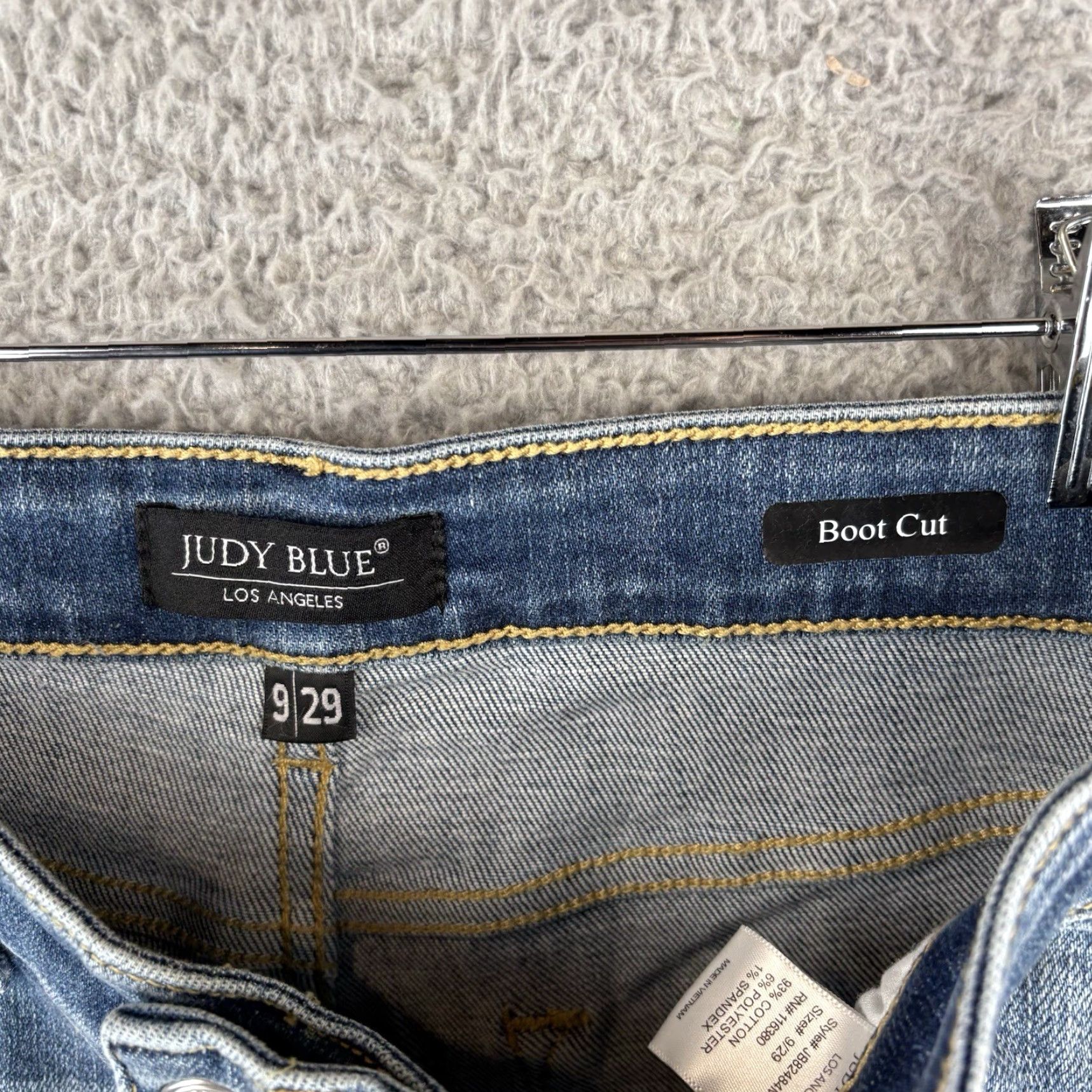 Vintage Judy Blue Jeans Womens 29 Bootcut Distressed Patched Stretch Denim Blue 5-Pocket JB82484MD Women’s Jeans Size 29" - 7 Thumbnail