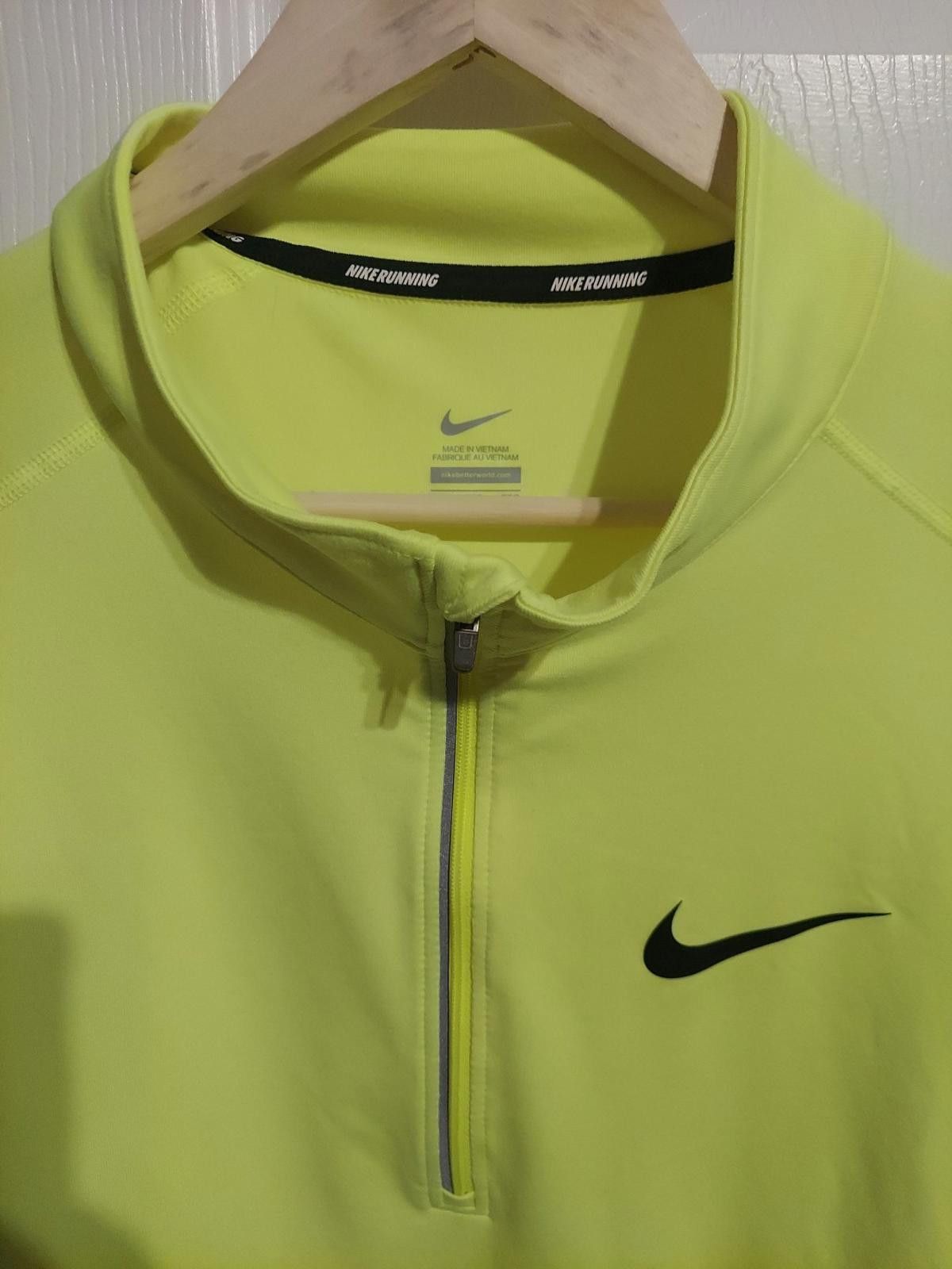 Nike Nike Mens 1/4 Zip Running Pullover Neon Yellow w/ Black Size US XXL / EU 58 / 5 - 3 Thumbnail