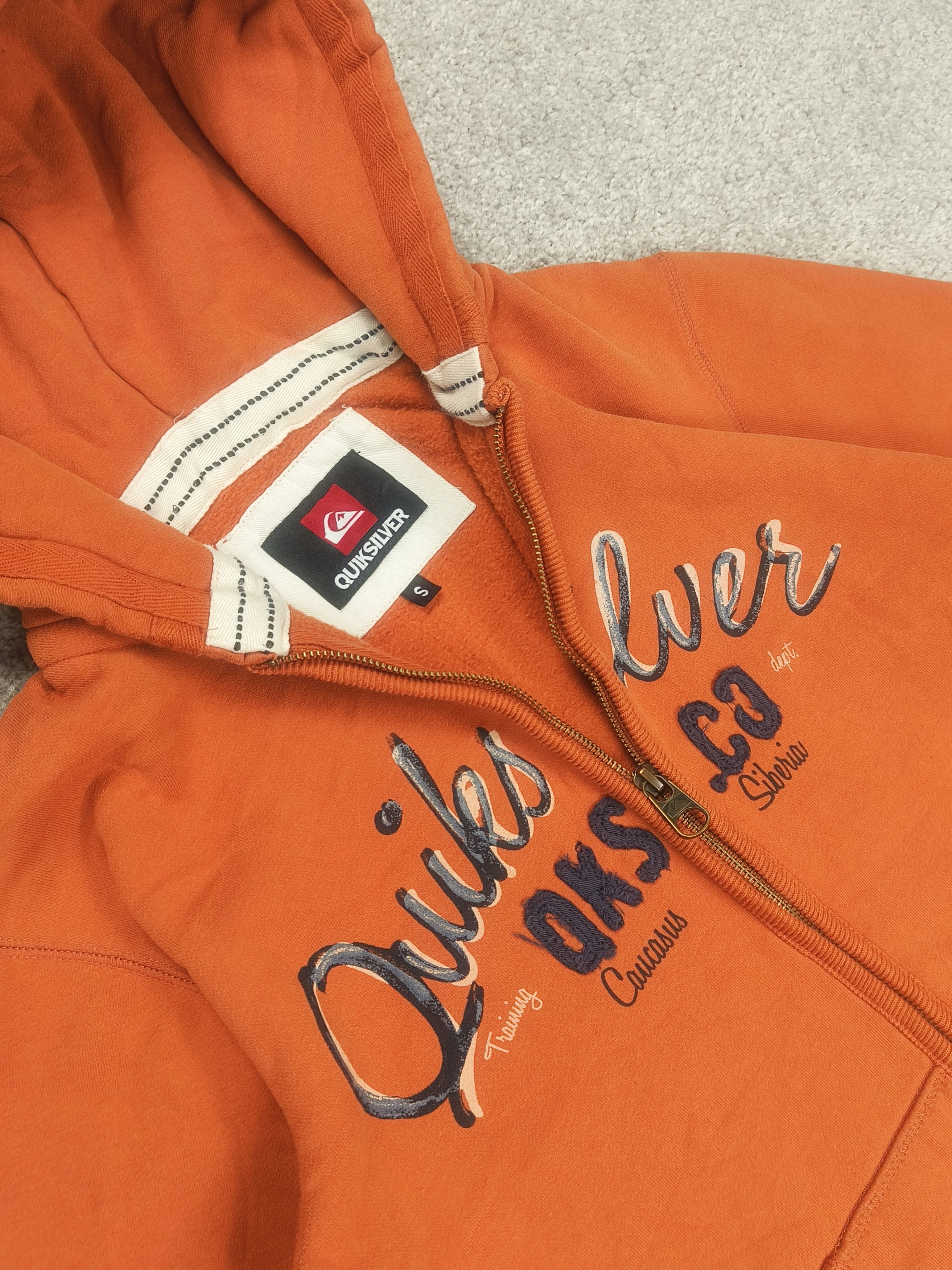 Quiksilver Quiksilver Vtg Orange Zip QKS CO Distressed Logo Hoodie Size US S / EU 44-46 / 1 - 2 Thumbnail