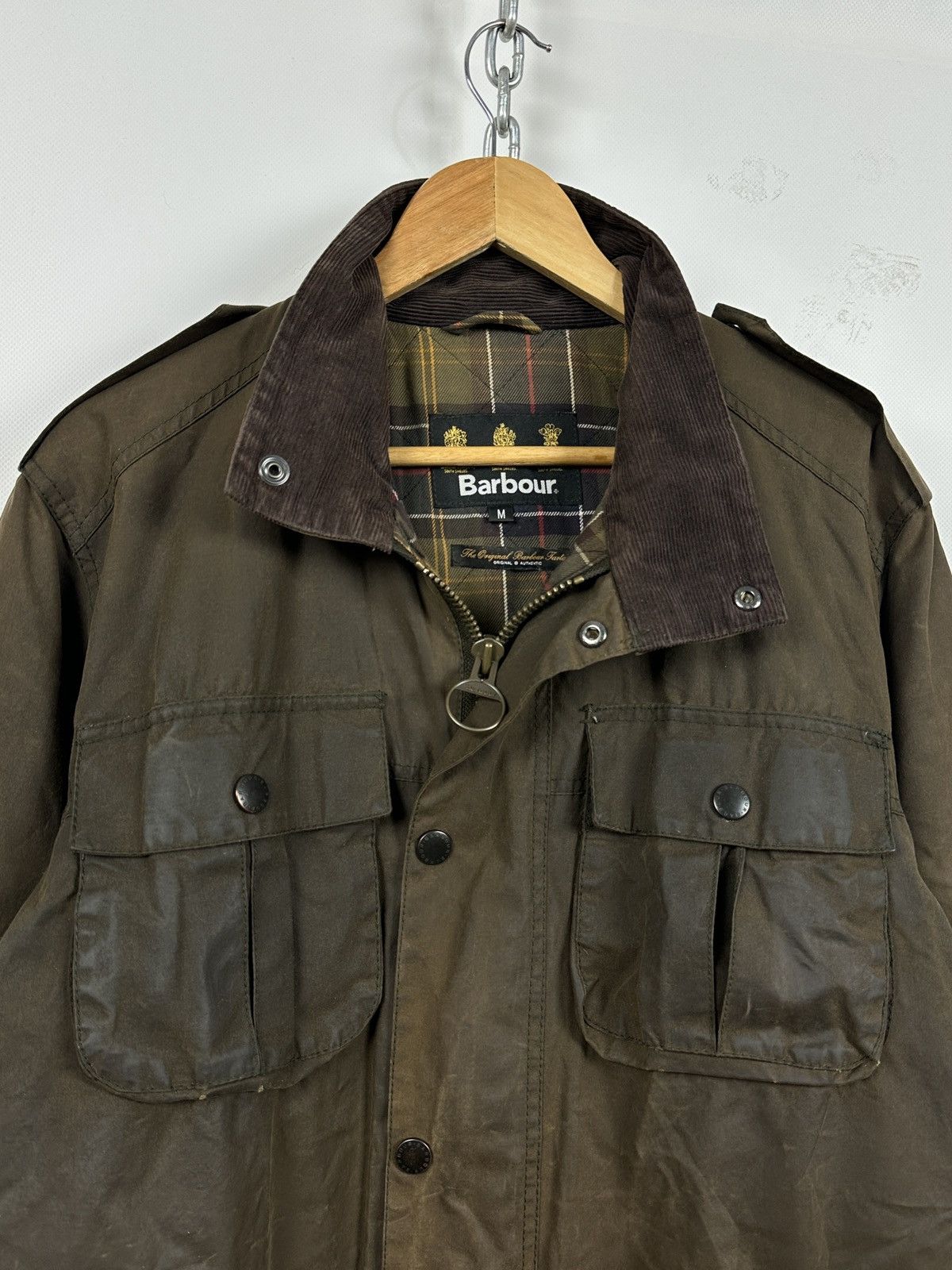 Barbour Barbour Trooper Olive Green Waxed Coat Jacket Size US M / EU 48-50 / 2 - 6 Thumbnail