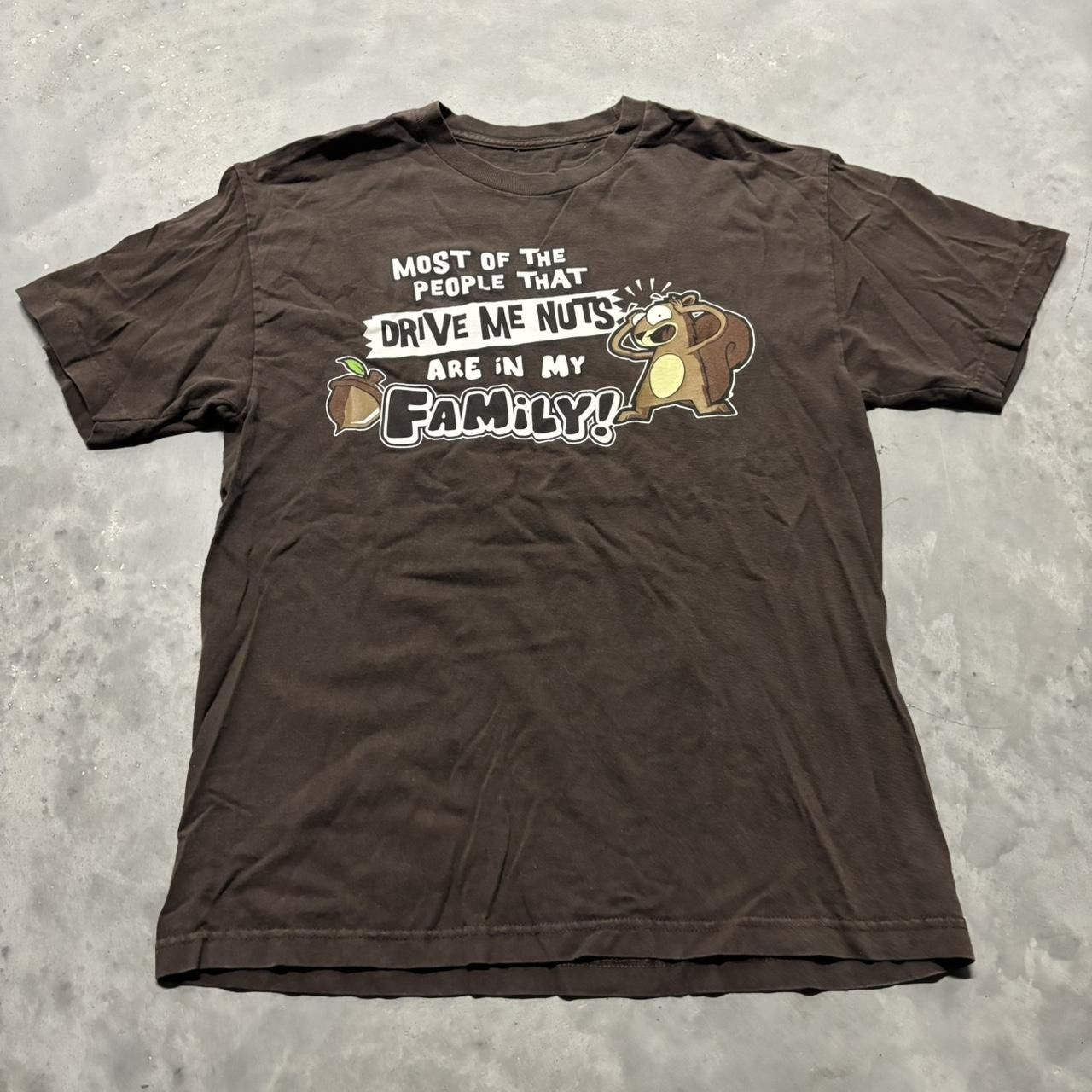 Japanese Brand × Vintage Crazy Vintage Y2K/2000s Brown Funny Humor Graphic Tee! Size US L / EU 52-54 / 3 - 1 Thumbnail