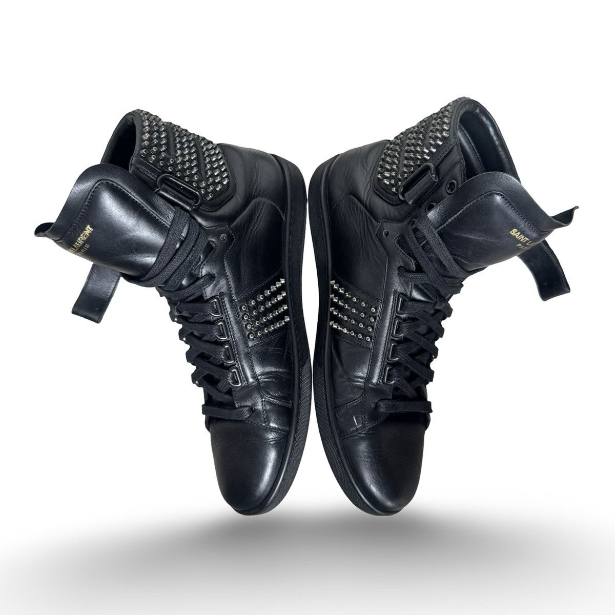 Saint Laurent Paris SAINT LAURENT PARIS SL/14H BLACK STUDDED HIGHTOPS Size US 10.5 / EU 43-44 - 6 Thumbnail