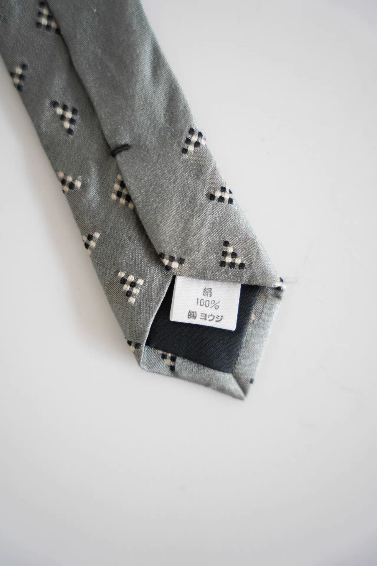 Yohji Yamamoto Yohji Yamamoto Pour Homme Gray & White Argyle Silk Tie K4 Size ONE SIZE - 3 Thumbnail