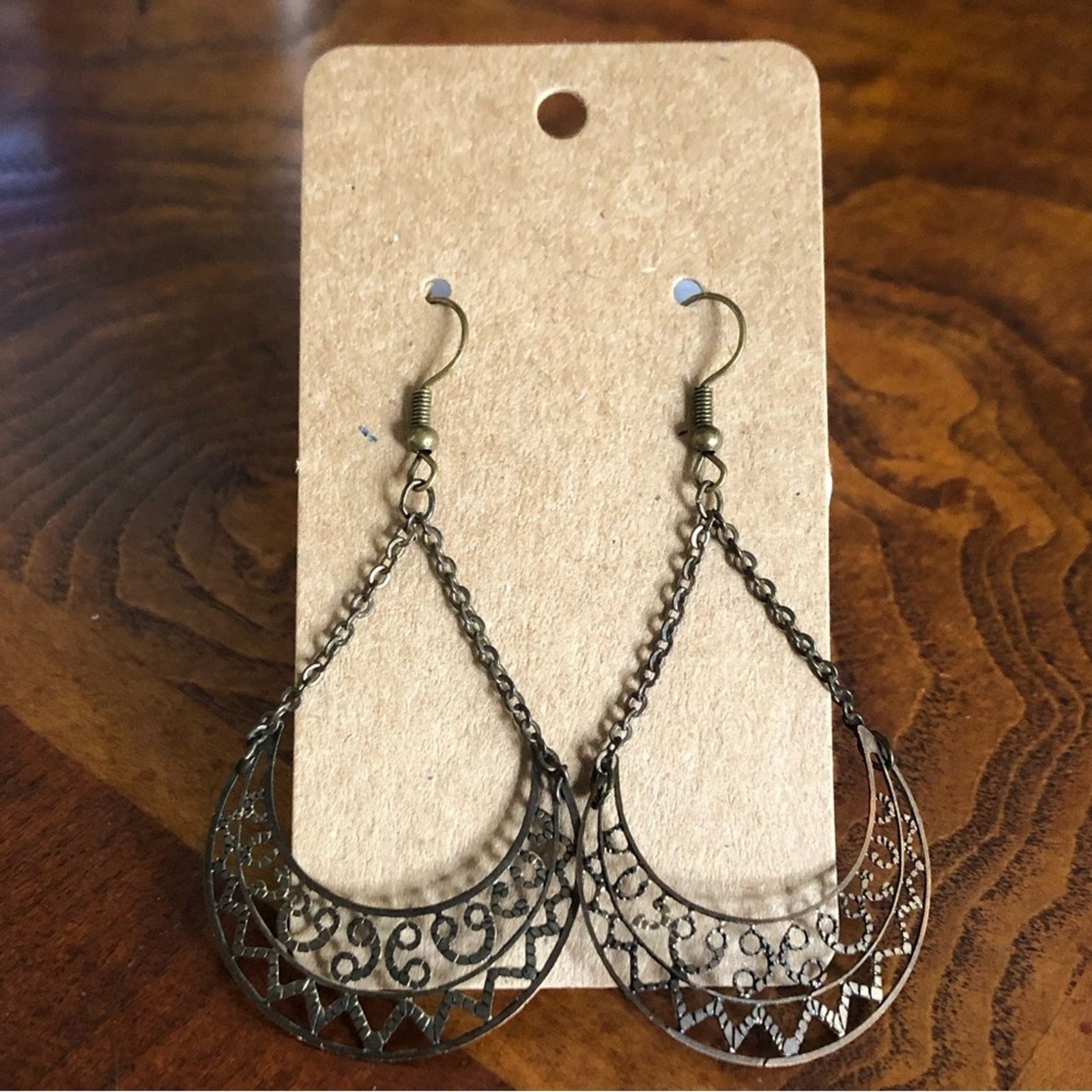 Vintage Vintage delicate filigree brass tone dangle earrings Size ONE SIZE - 2 Thumbnail