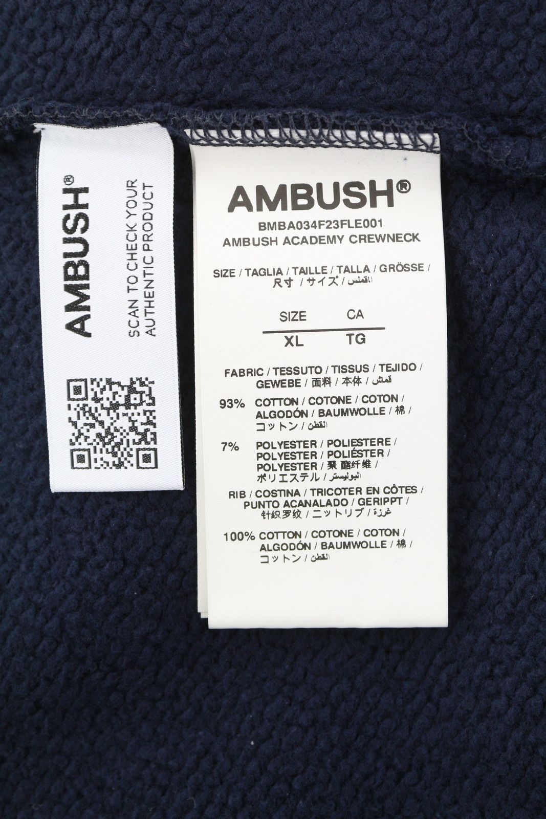 Ambush Design ACADEMY CREWNECK NAVY XL Logo Pullover RRP532 87761 Size US XL / EU 56 / 4 - 7 Thumbnail