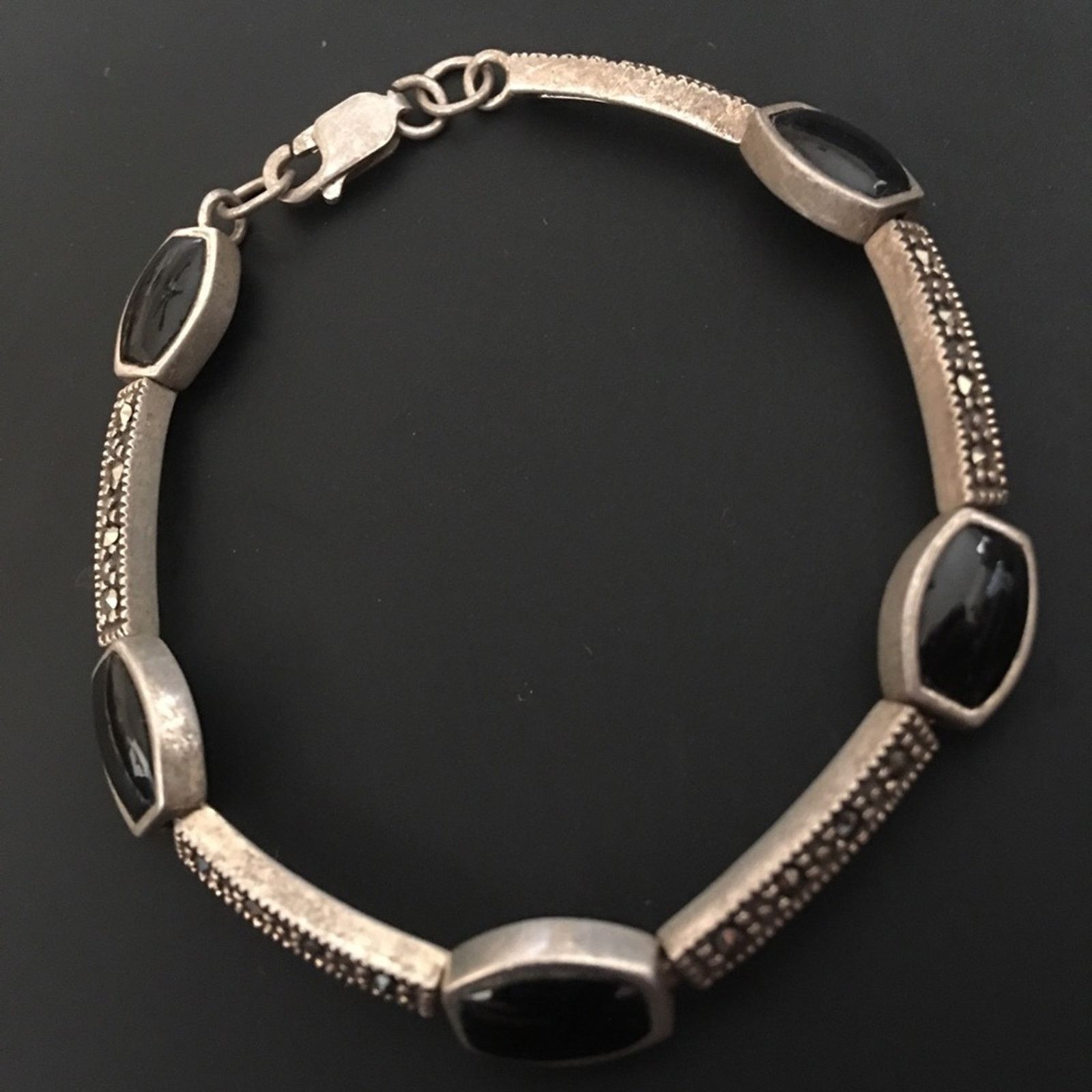 Vintage Vintage sterling black onyx marcasite bracelet Size ONE SIZE - 2 Thumbnail
