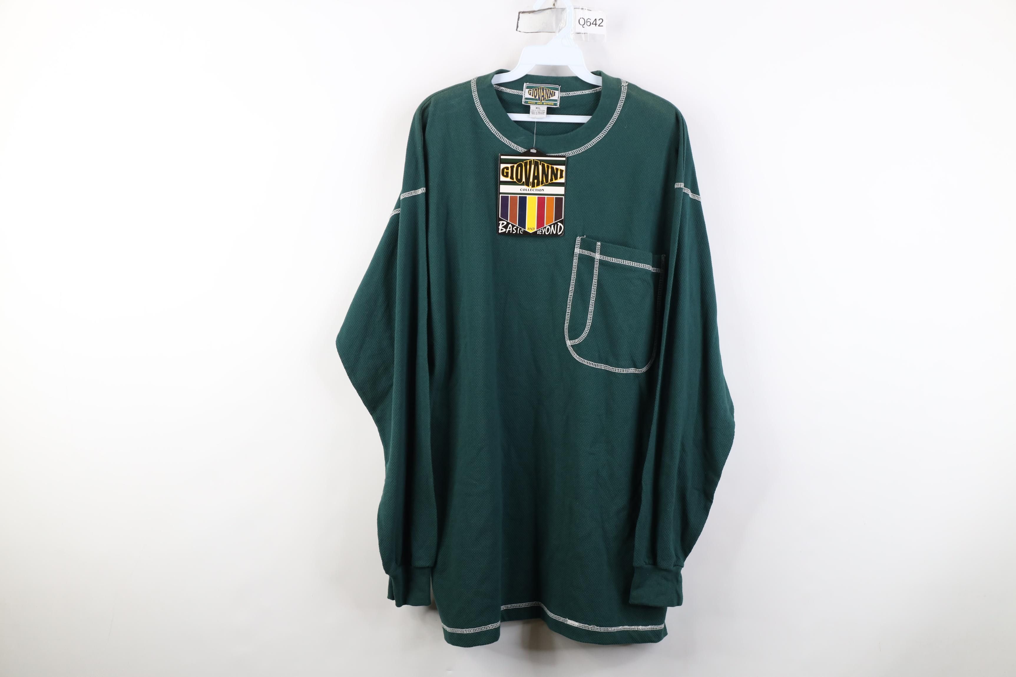 Vintage Deadstock Vintage 90s StreetwearThermal Knit T-Shirt Green Size US XL / EU 56 / 4 - 1 Thumbnail