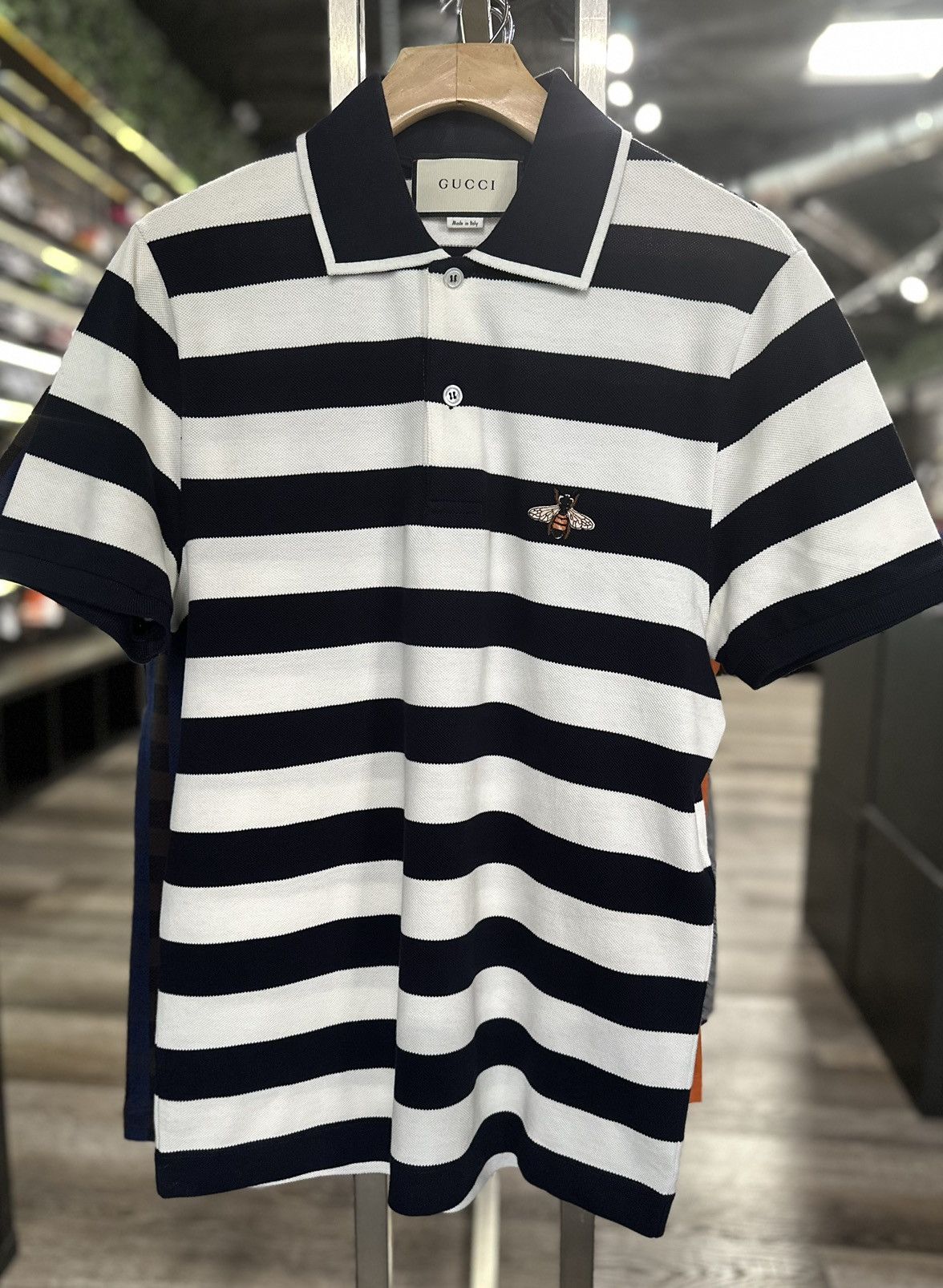 Image of Gucci Polo (White/navy), Men's (Size Small)