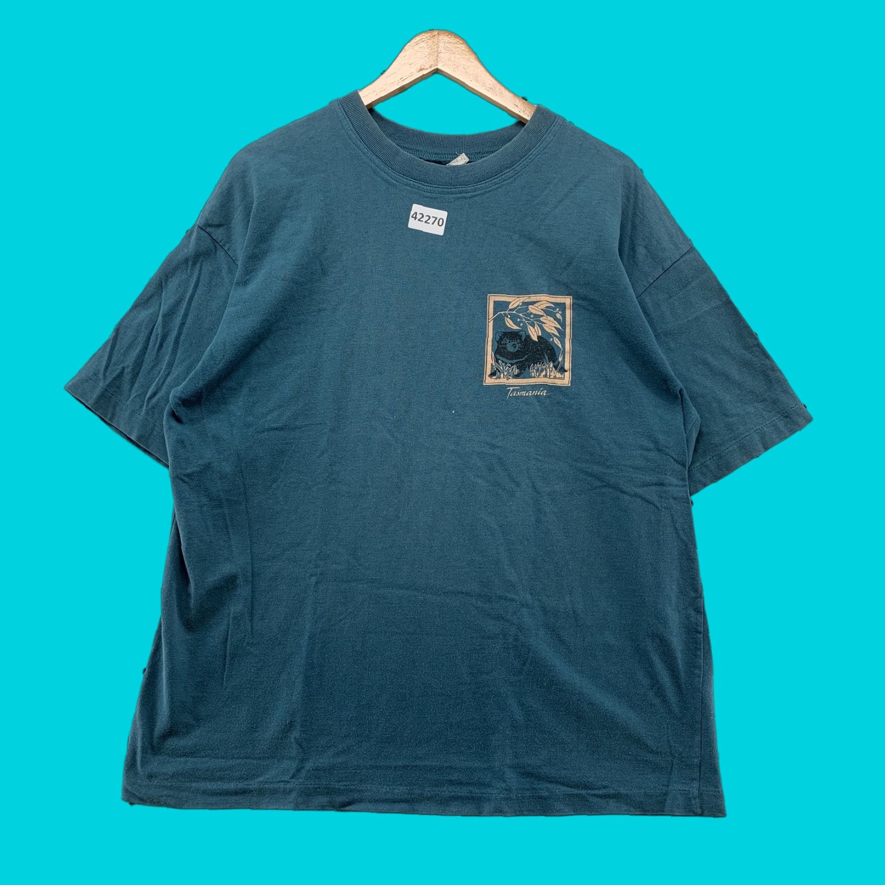 Vintage VINTAGE Tasmania Graphic T-Shirt Mens XL Blue Short Sleeve Adult Graphic Print 1990s Mens Size US XL / EU 56 / 4 - 1 Thumbnail