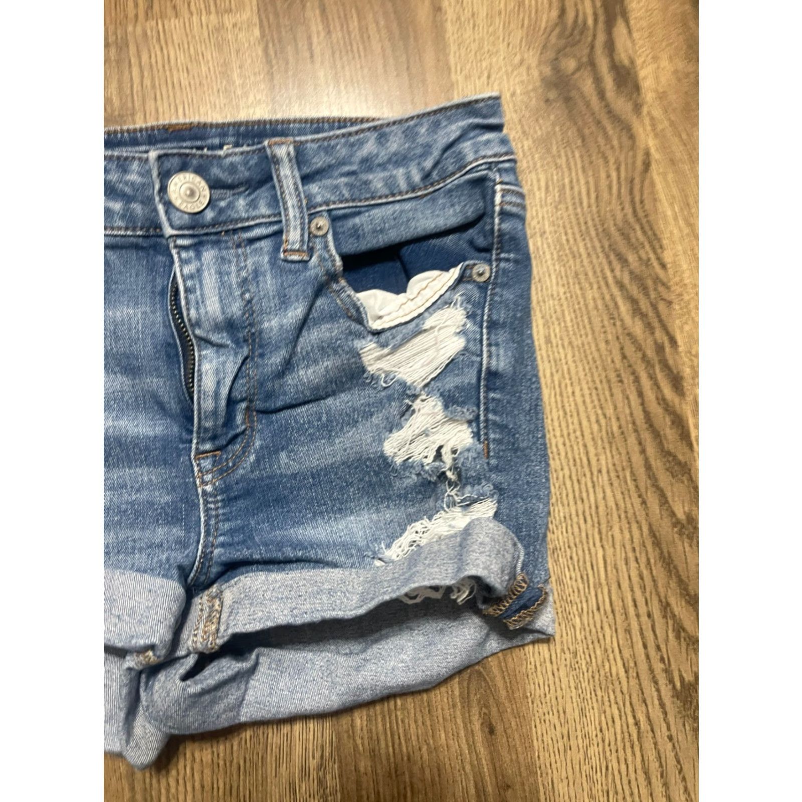 American Eagle Outfitters American Eagle Shorts Women's Size 4 Blue Denim Cut Off Distressed Stretch Size 27" / US 4 / IT 40 - 4 Thumbnail