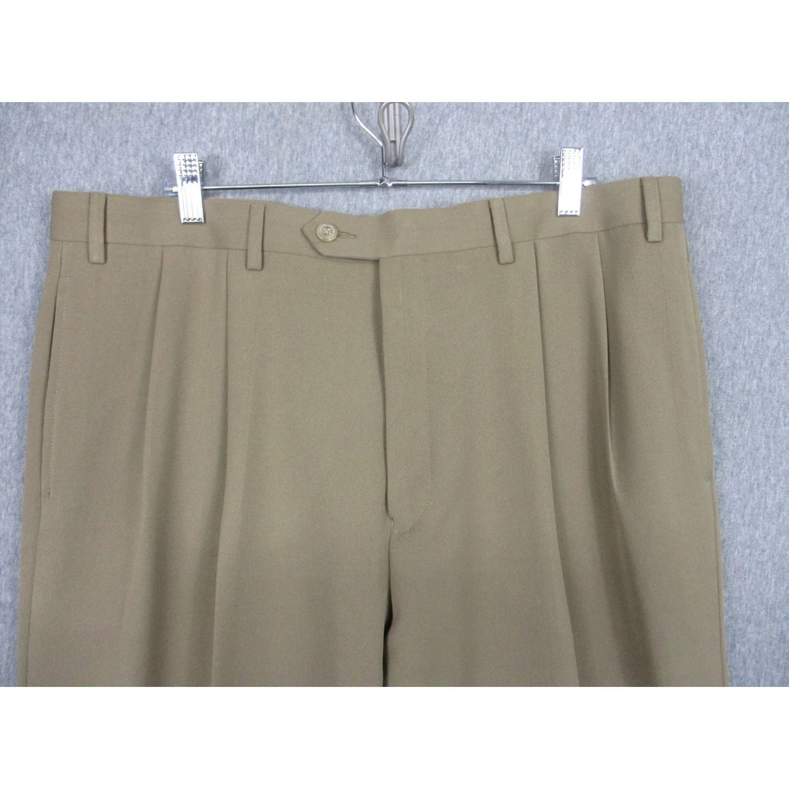 Ralph Lauren Lauren Ralph Lauren Pants Mens 38x32 Beige Polyester Pleated Dress Cuffed Slacks Size US 38 / EU 54 - 2 Thumbnail