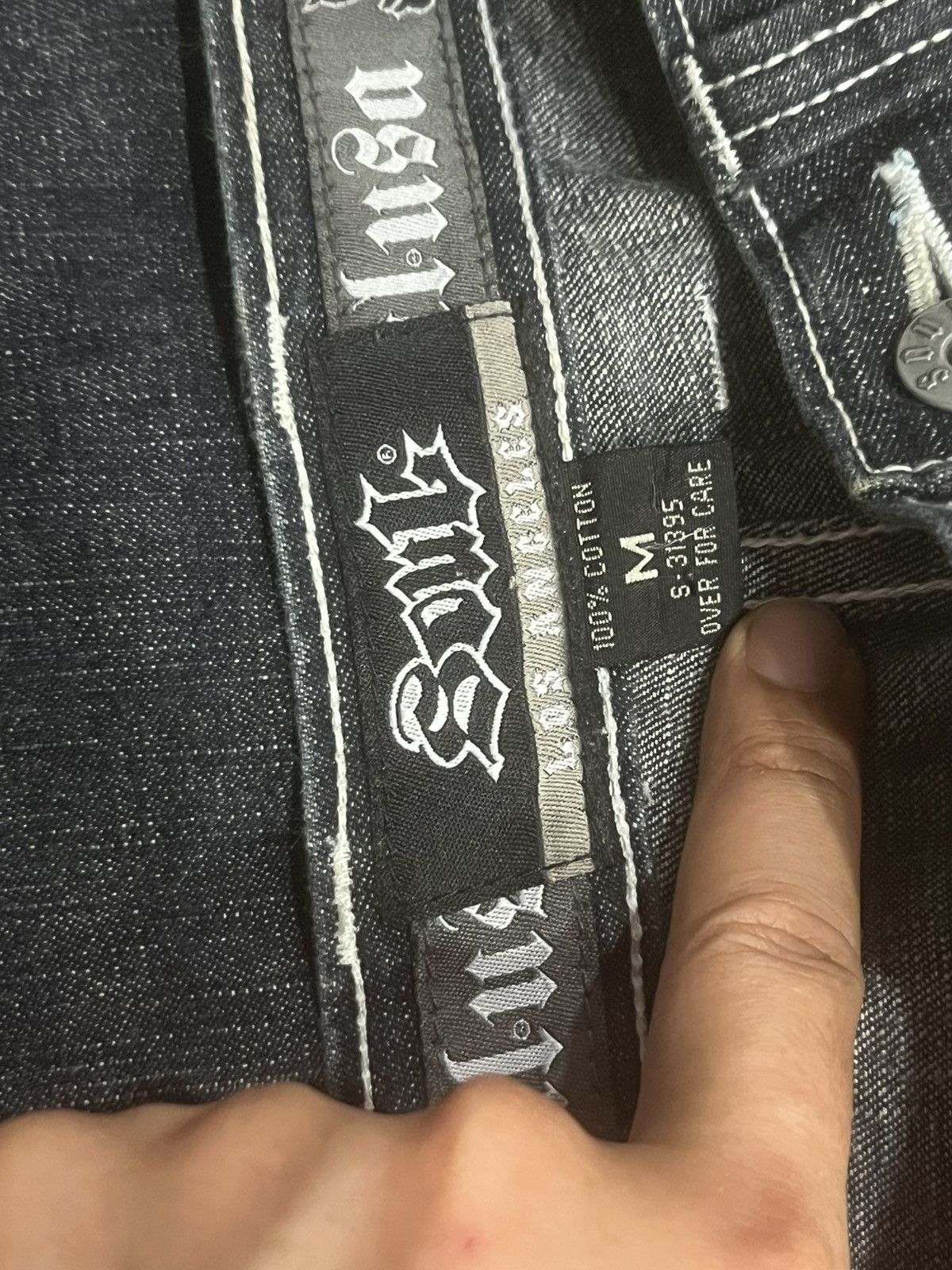 JNCO Vintage Soul Los Angeles Cargo Baggy Black Washed Jeans Size US 29 - 22 Thumbnail
