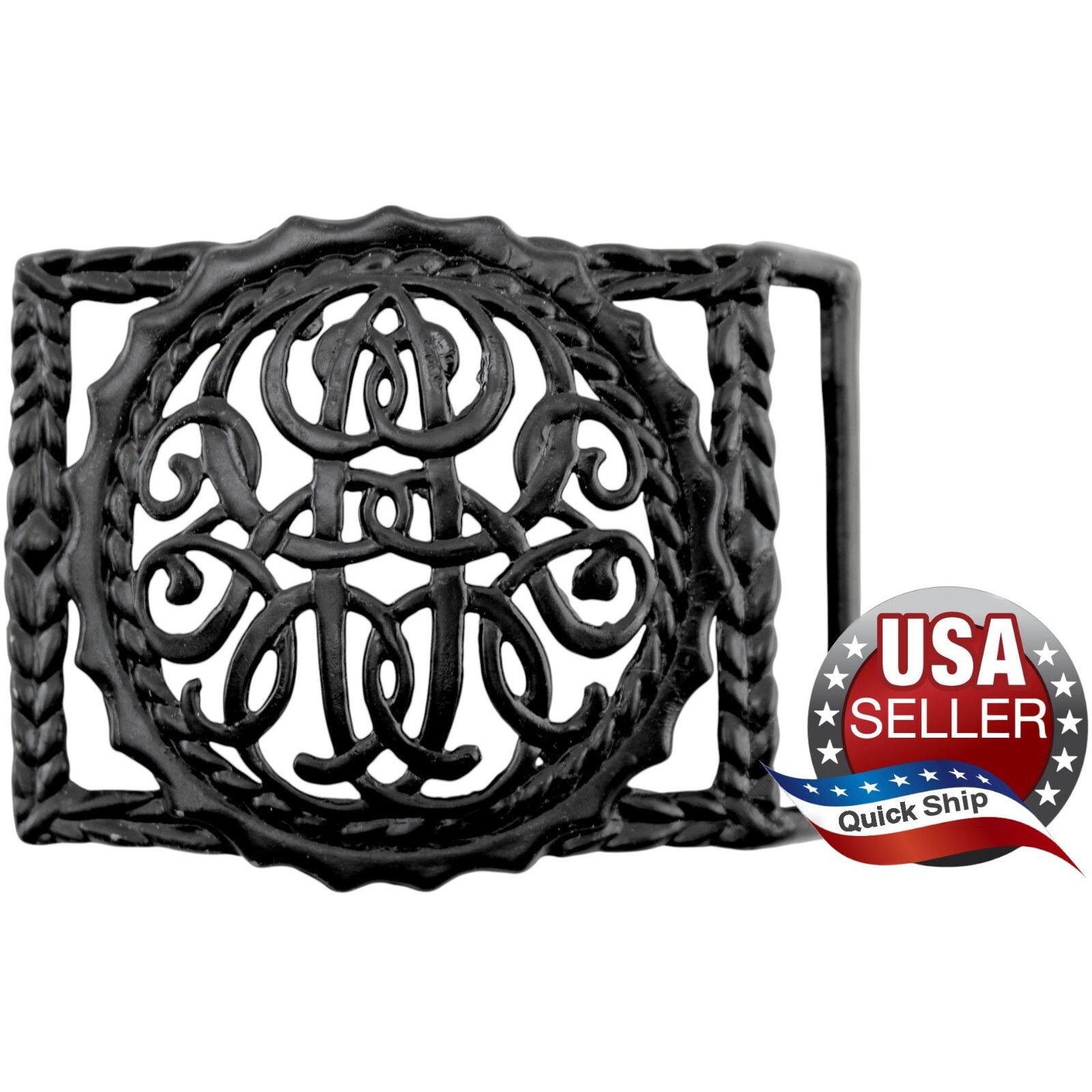 Other Black Enamel Celtic Viking Filigree Belt Buckle • 2” Belt Size ONE SIZE - 1 Thumbnail