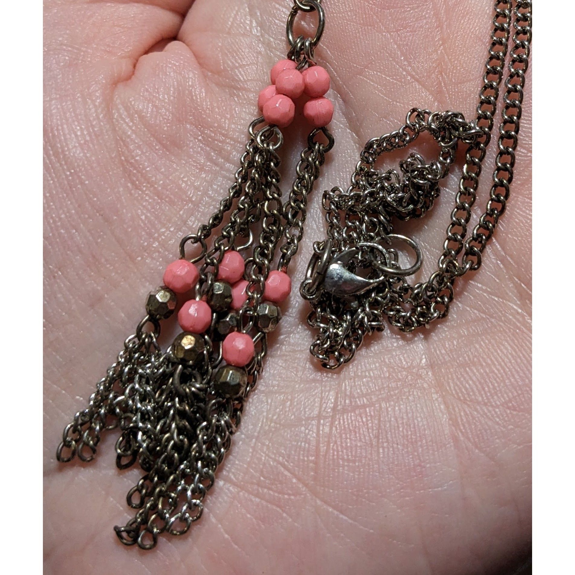 Other Pink And Silver Beaded Chain Tassel Necklace Size ONE SIZE - 7 Thumbnail