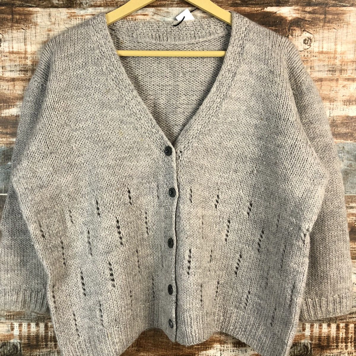 Japanese Brand × Vintage Japanese Brand Grey Hand Knit Cardigan #A2293 Size S / US 4 / IT 40 - 5 Thumbnail